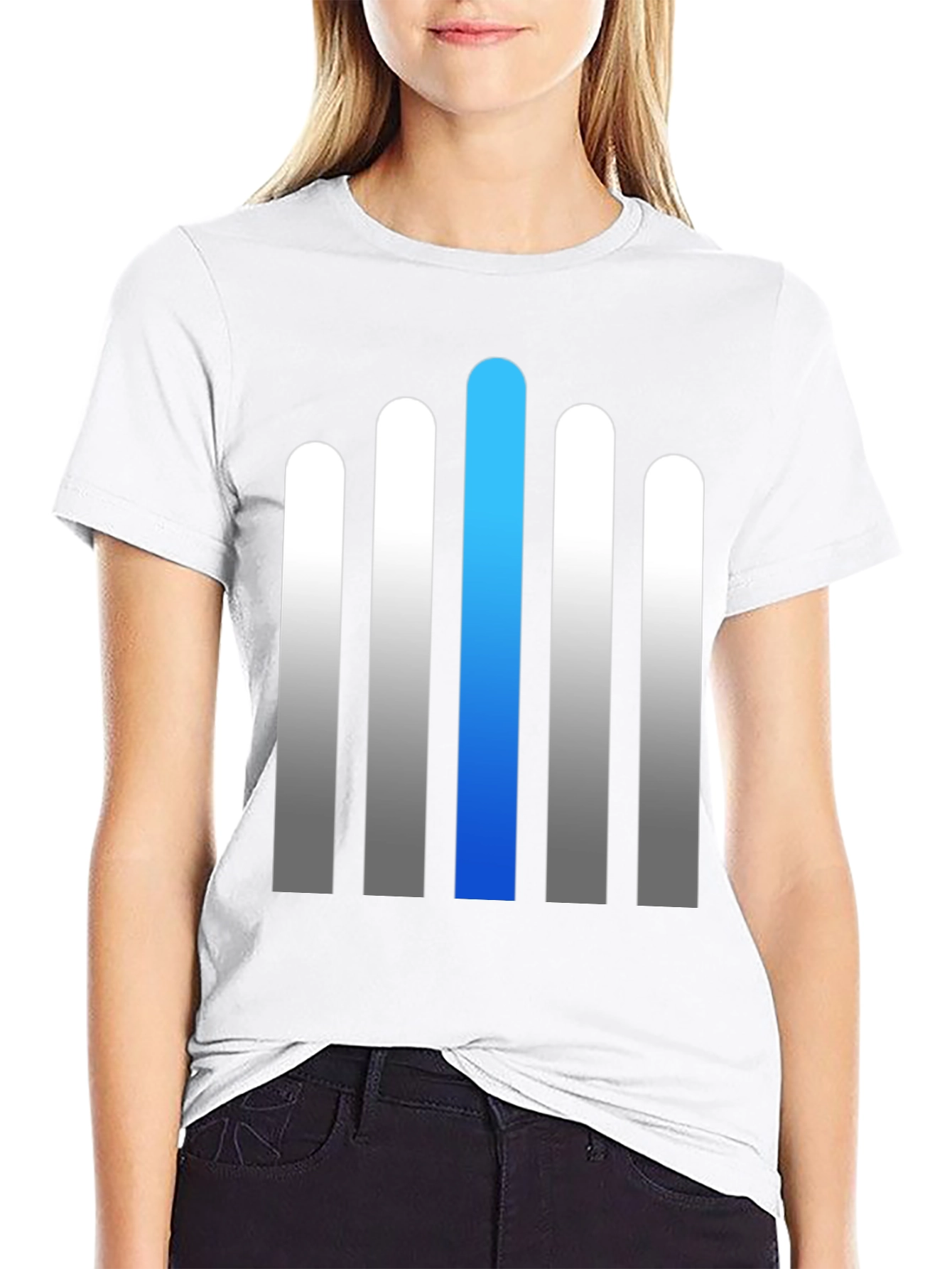 Modern Gradient Bar Graphic Tee - Soft Cotton Blend