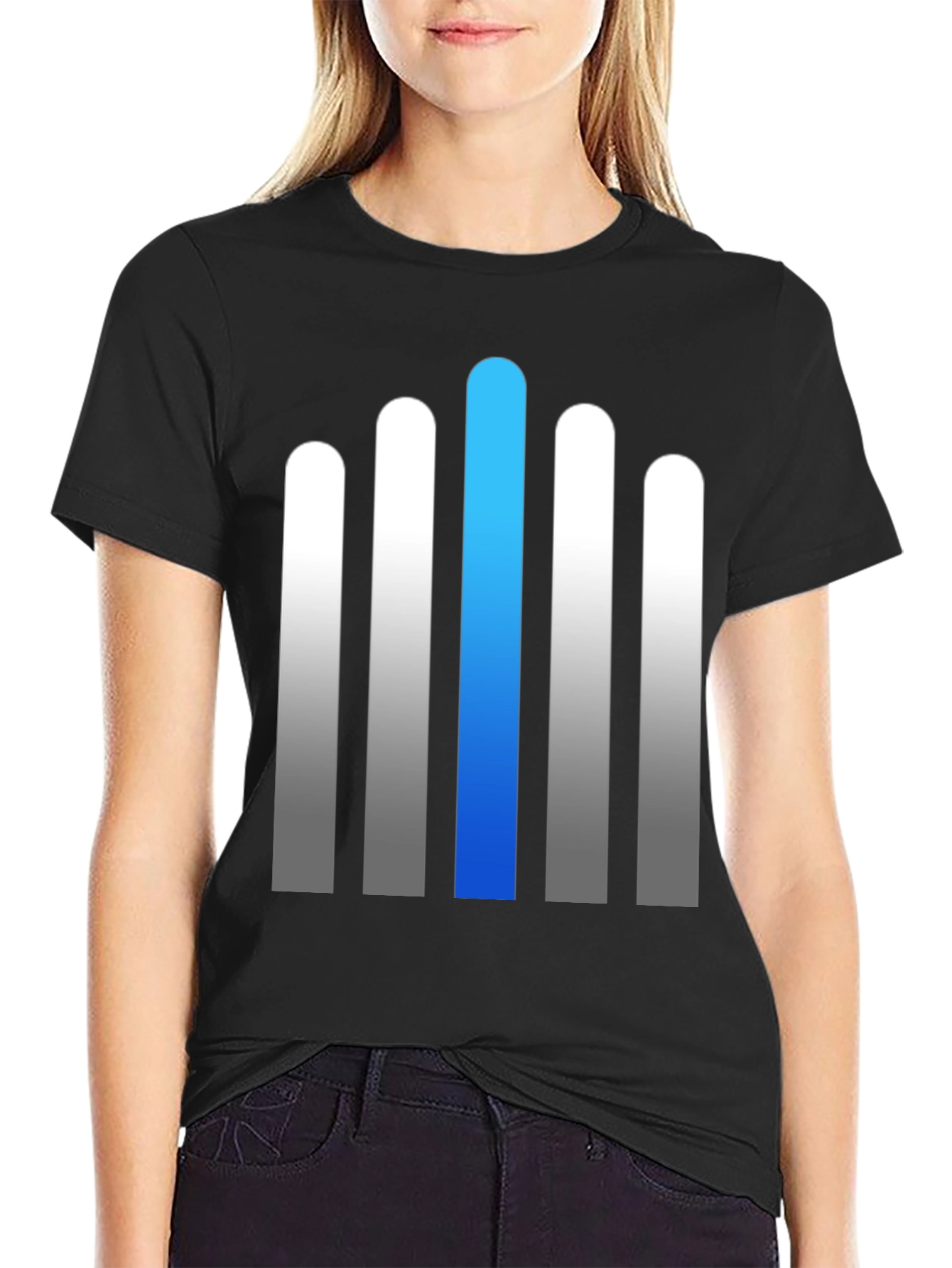 Modern Gradient Bar Graphic Tee - Soft Cotton Blend