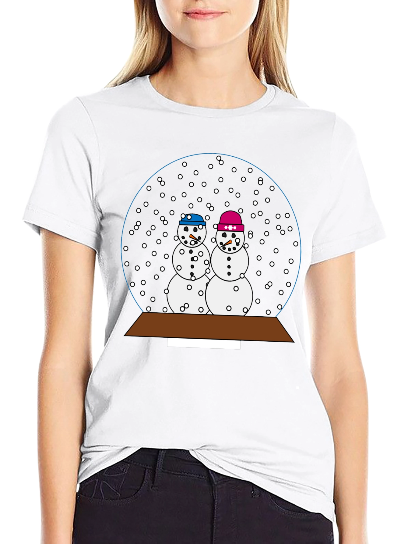Snow Globe Snowman Couple T-Shirt