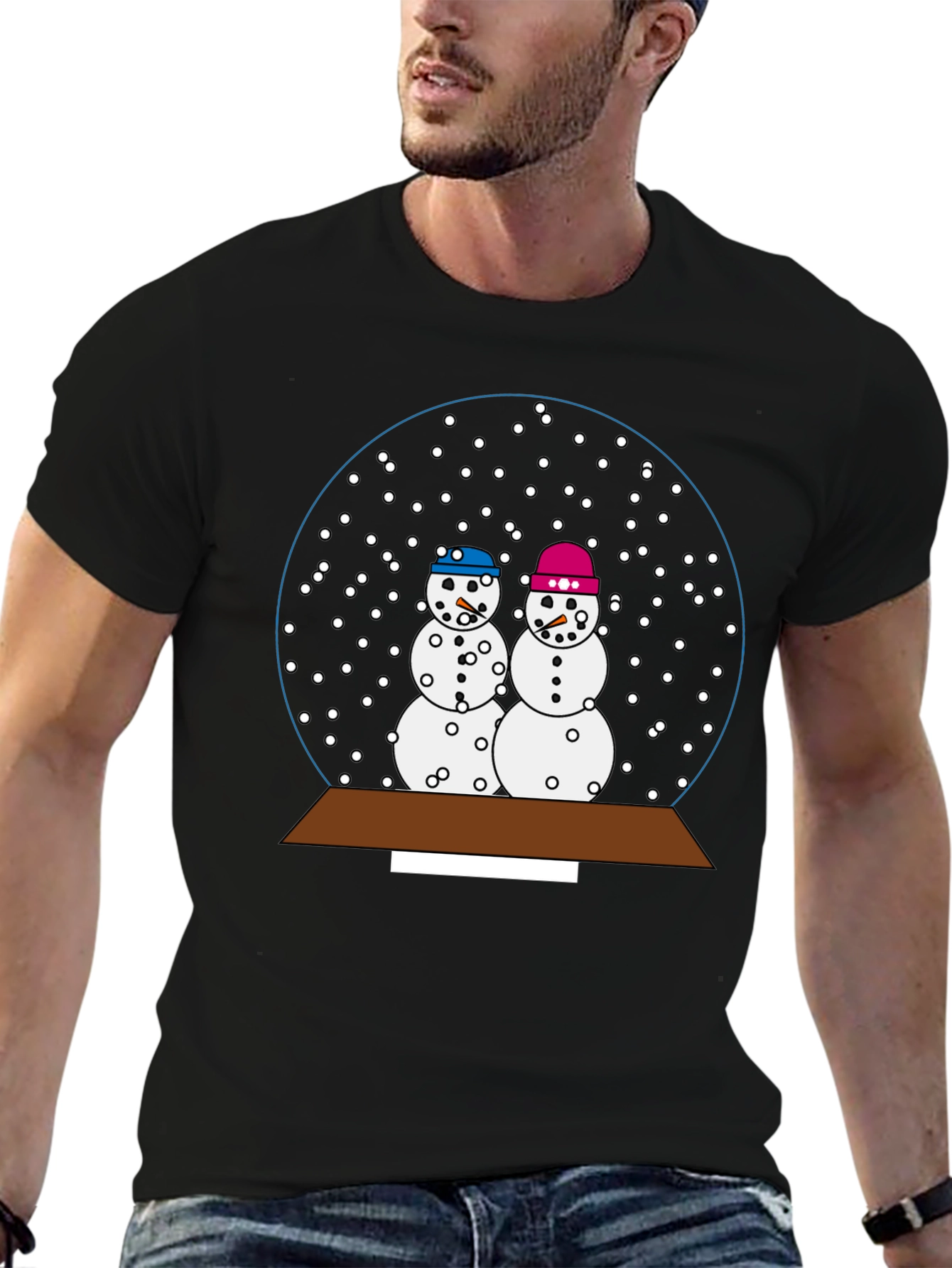 Snow Globe Snowman Couple T-Shirt