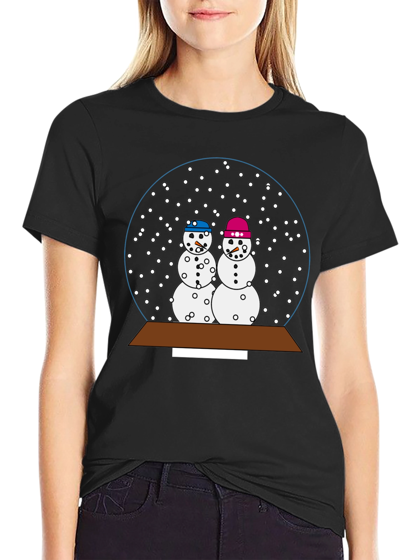 Snow Globe Snowman Couple T-Shirt