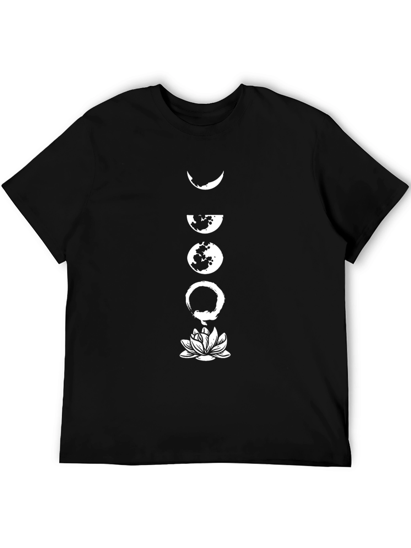 Moon Phase Lotus Graphic Tee - Black
