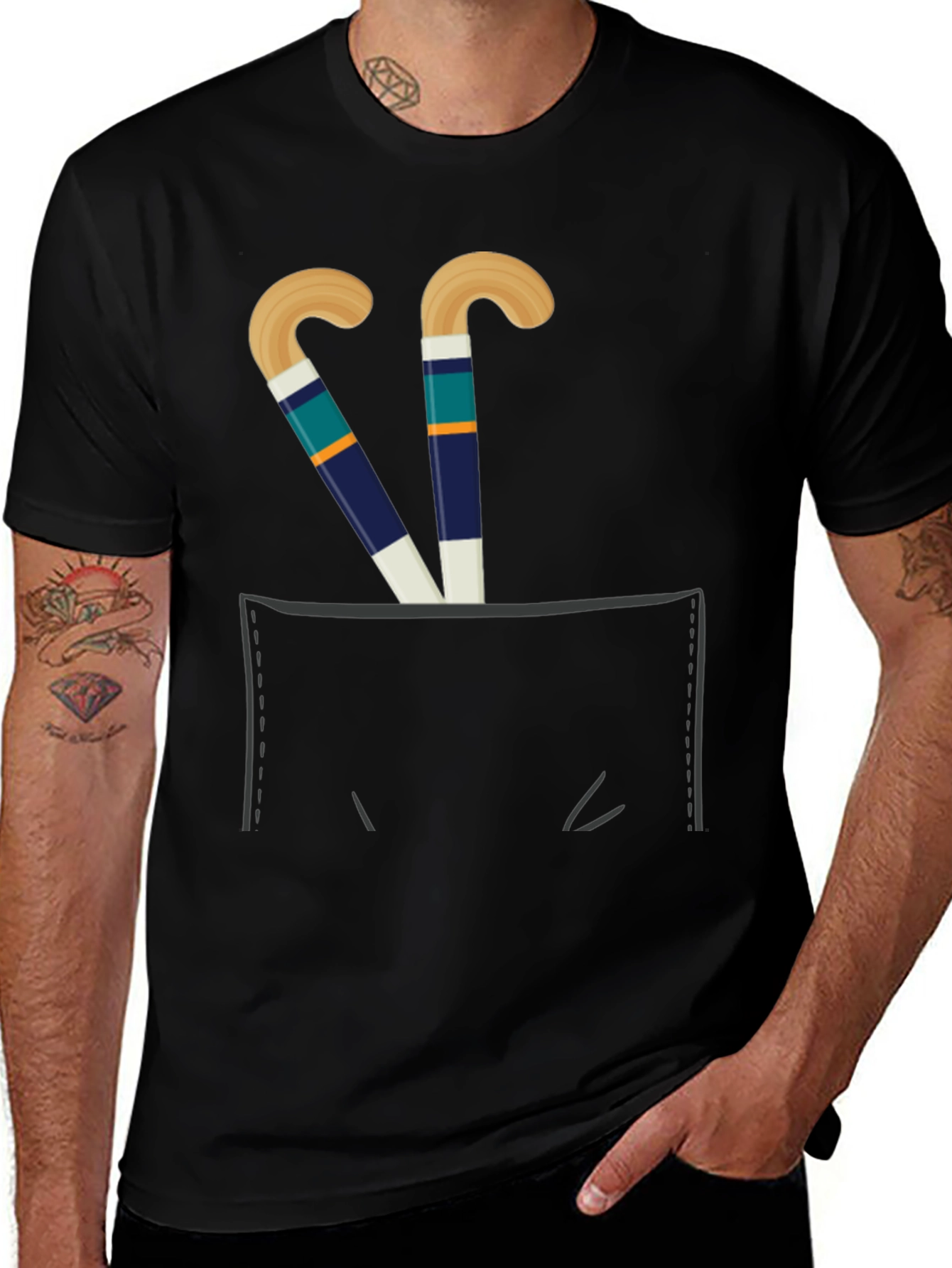 Hockey Sticks Pocket T-Shirt - Sports Fan Tee