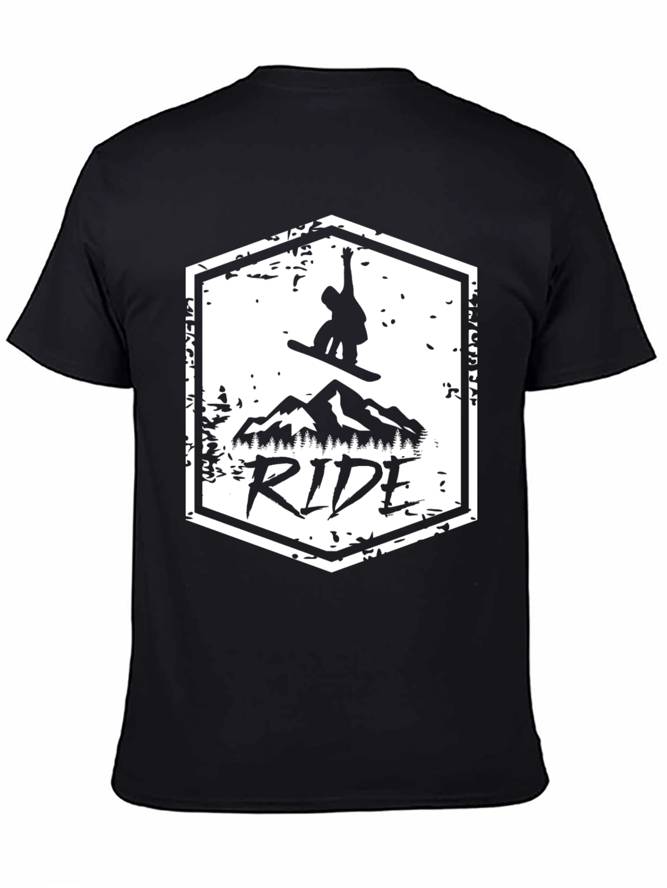 Mens Black RIDE Snowboard Graphic T-Shirt