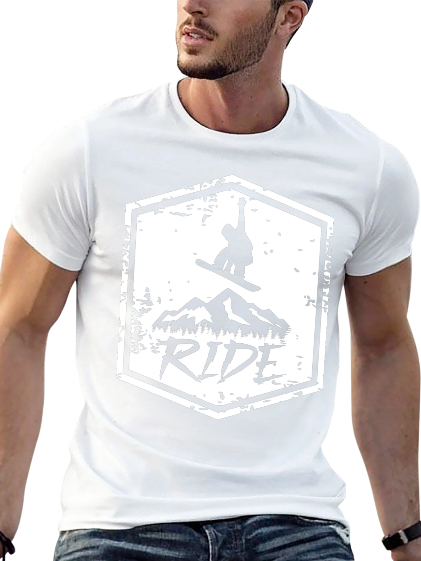 Mens Black RIDE Snowboard Graphic T-Shirt