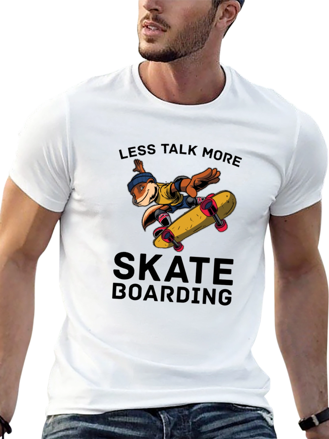 Skateboarding Otter Graphic T-Shirt