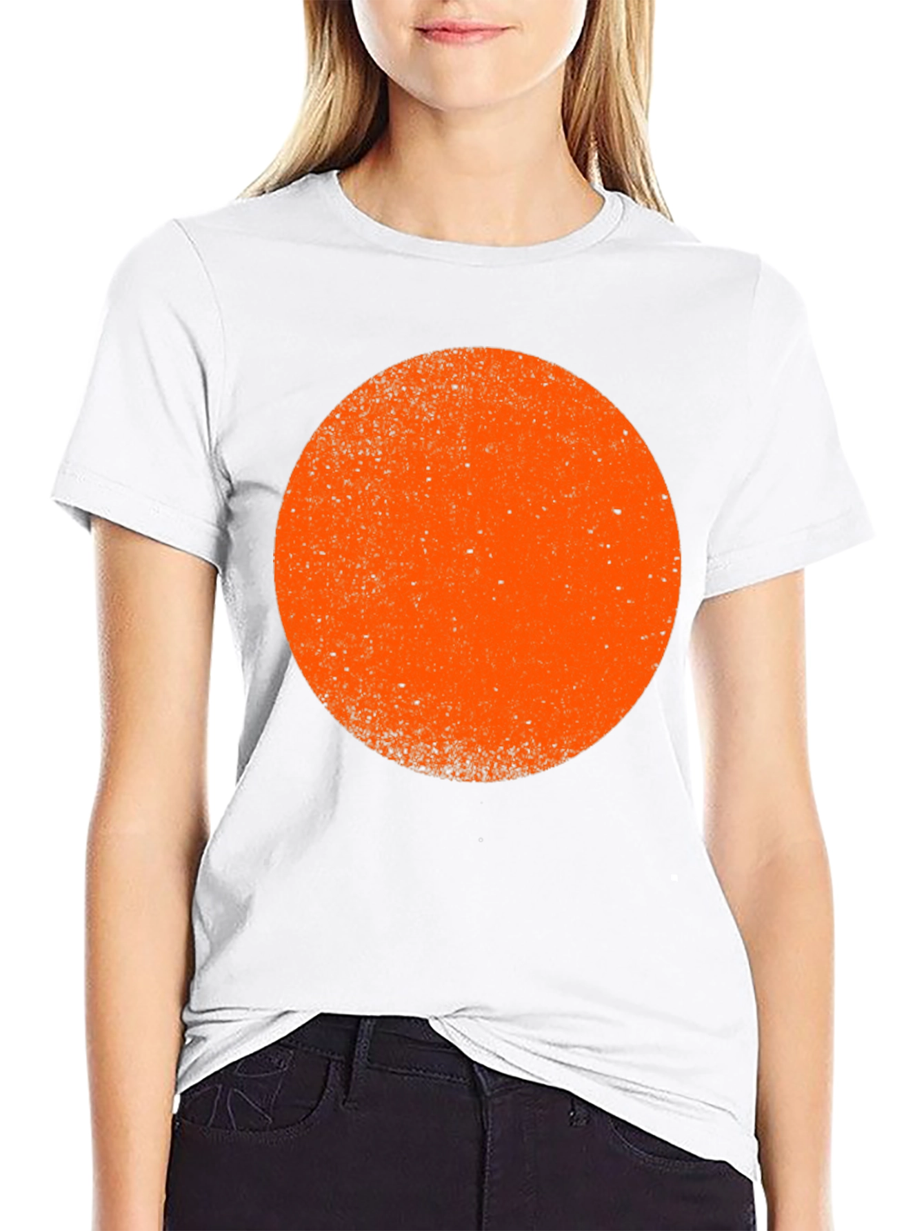 Bold Graphic Tee - Orange Circle on Black