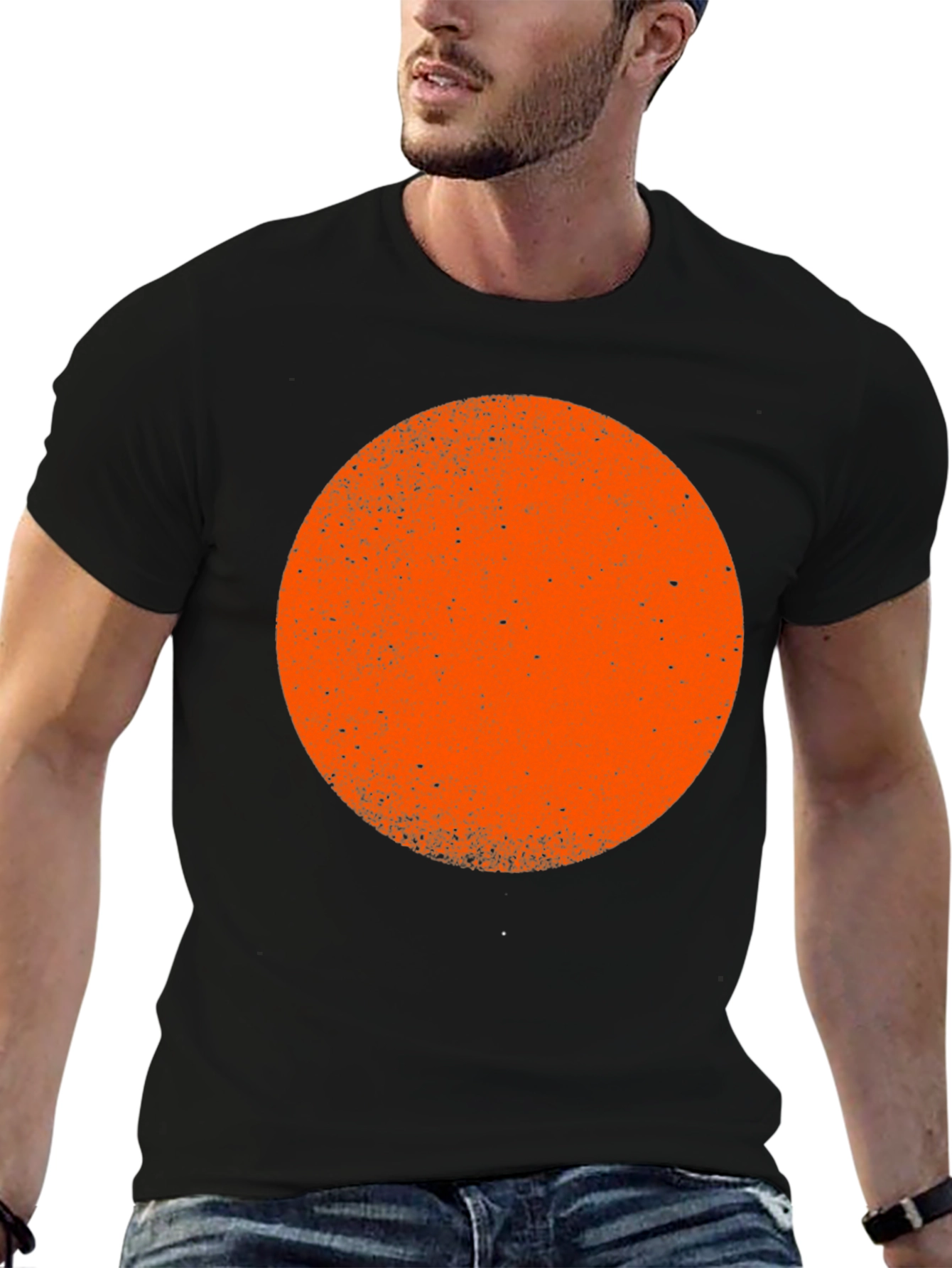 Bold Graphic Tee - Orange Circle on Black