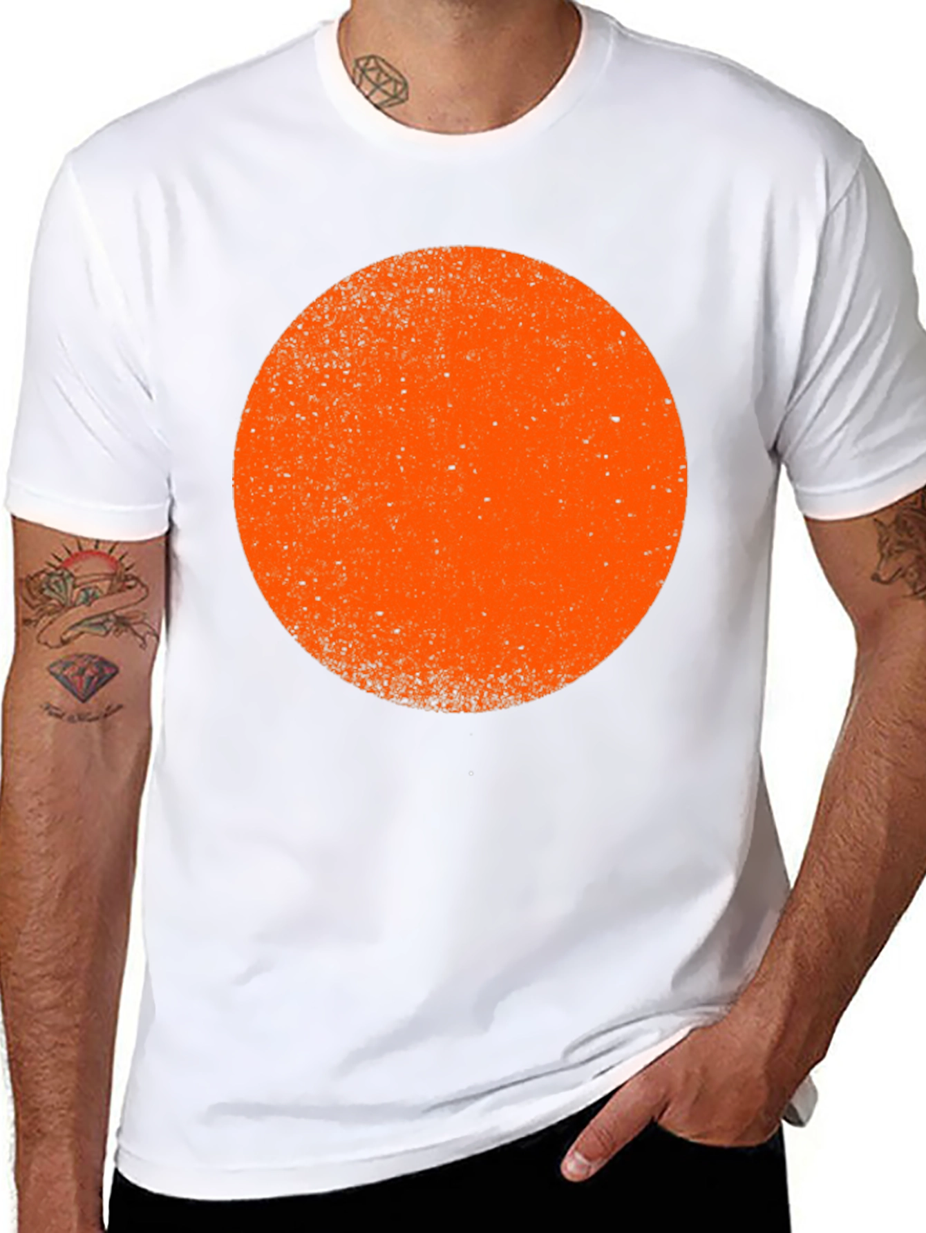Bold Graphic Tee - Orange Circle on Black