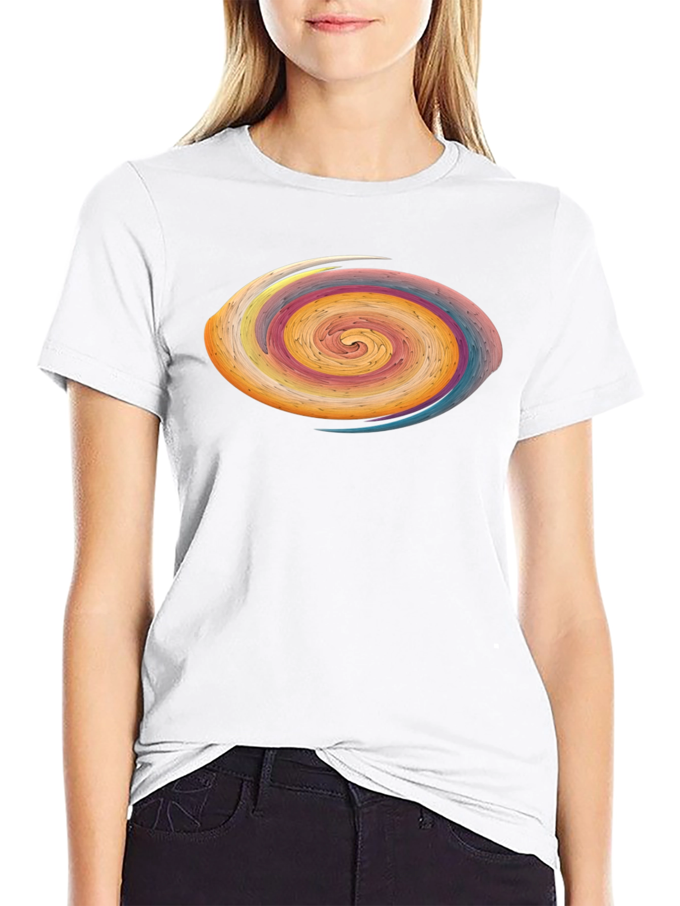 Abstract Swirl Graphic Tee - Modern Art Style