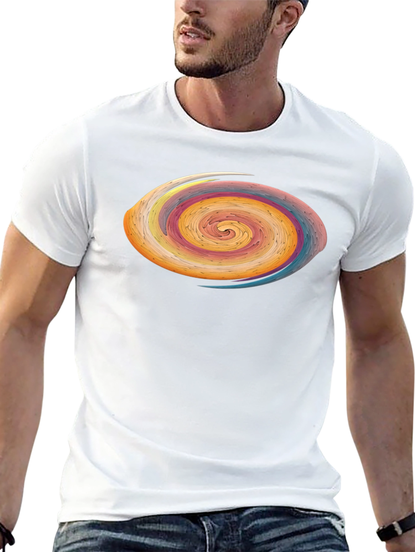 Abstract Swirl Graphic Tee - Modern Art Style