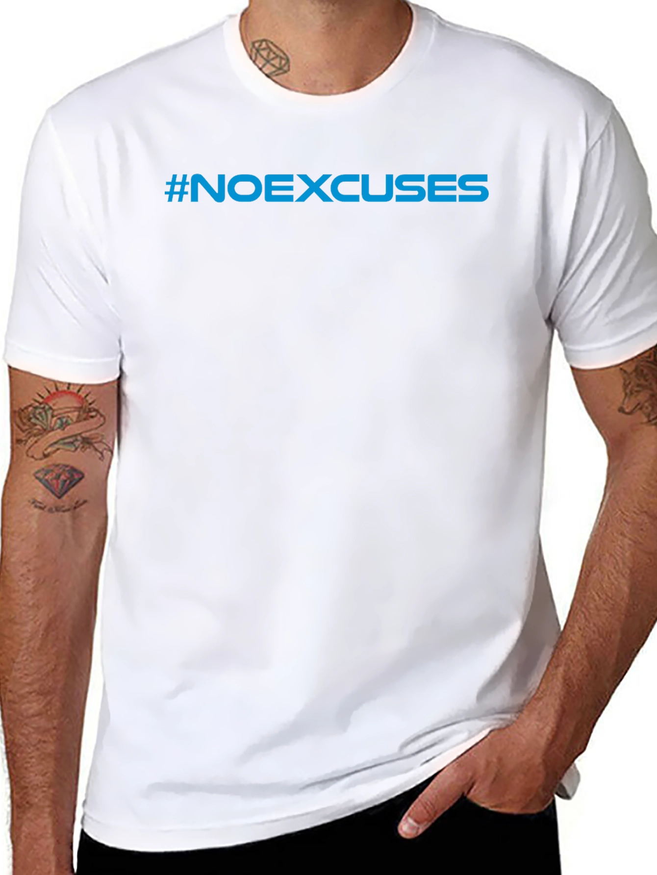 #NoExcuses Black Graphic Tee - Motivational Shirt