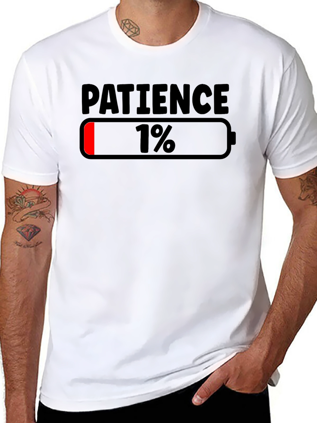 Patience Level 1% Funny Graphic T-Shirt