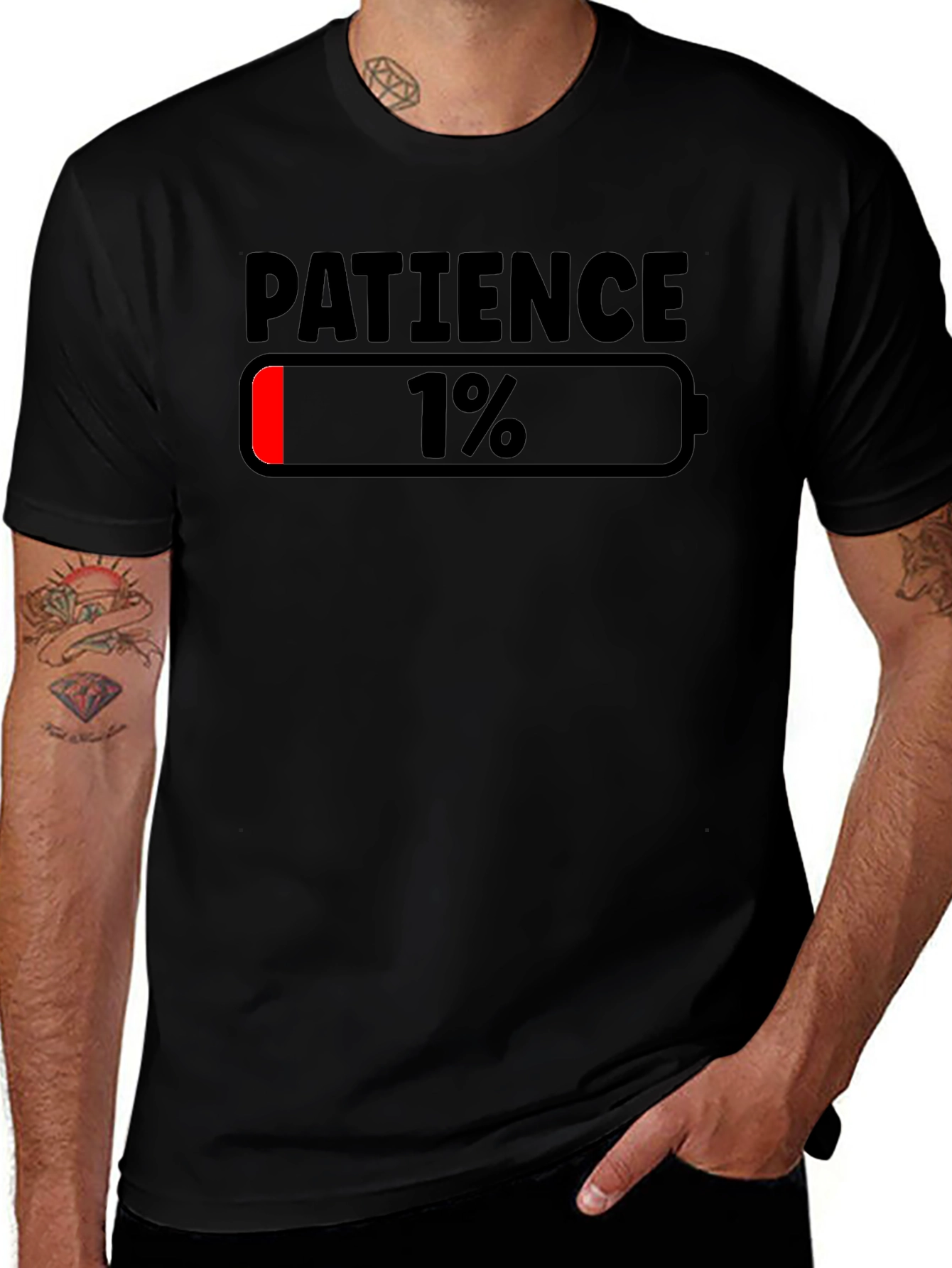 Patience Level 1% Funny Graphic T-Shirt