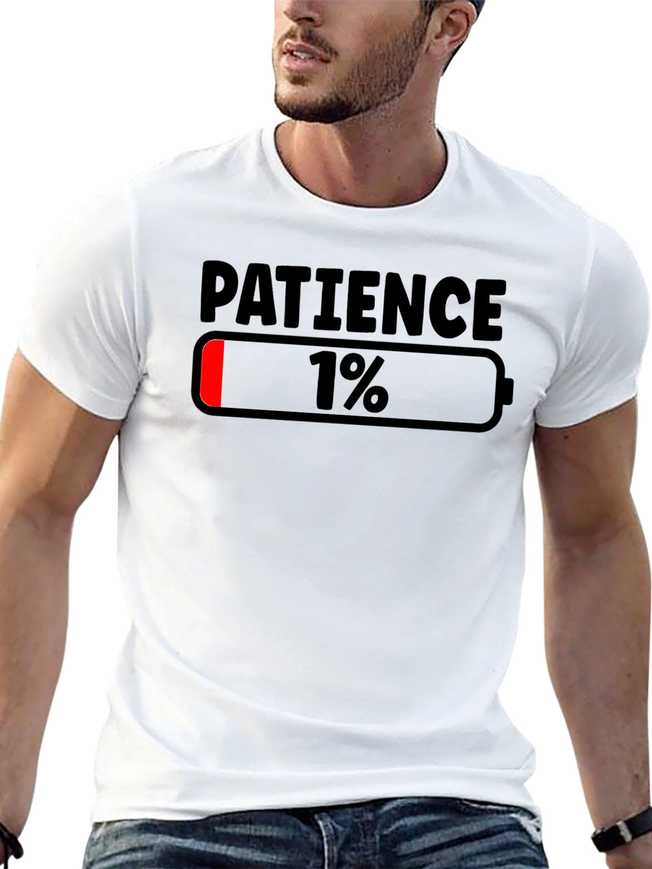 Patience Level 1% Funny Graphic T-Shirt