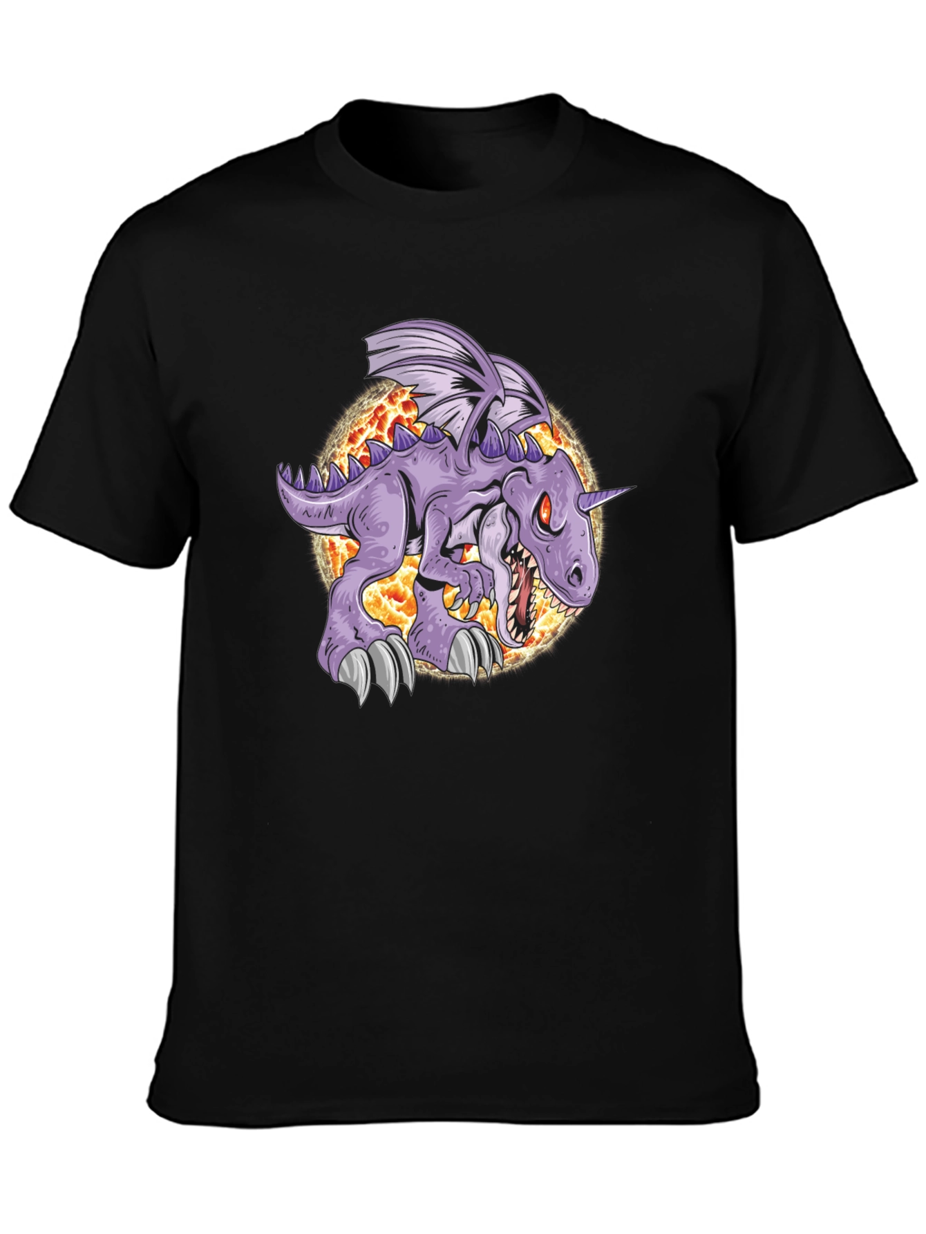 Unicorn Dinosaur Graphic Tee - Black