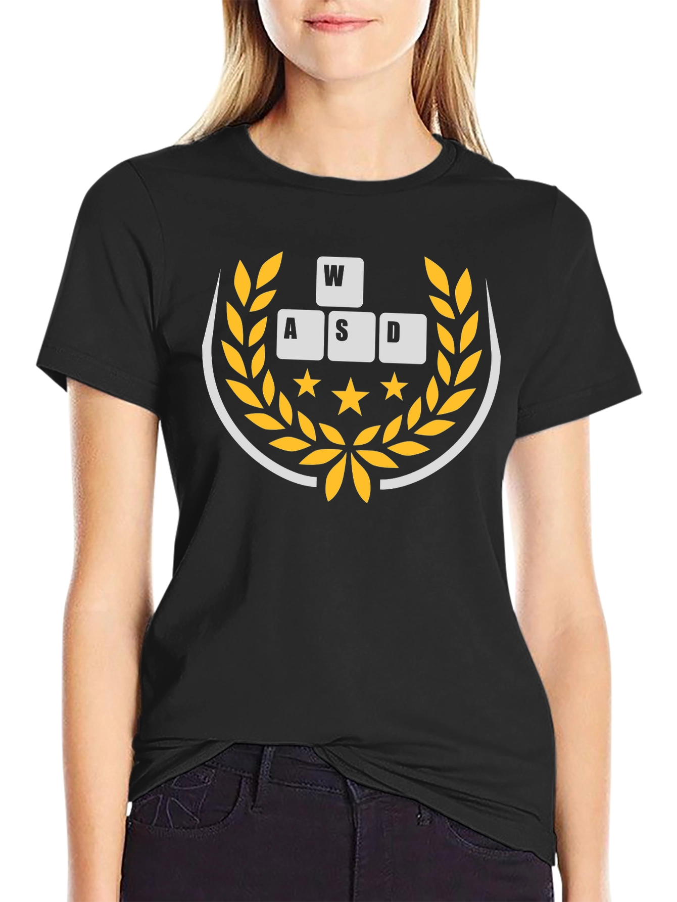 Gamers Keyboard WASD Laurels Graphic T-Shirt