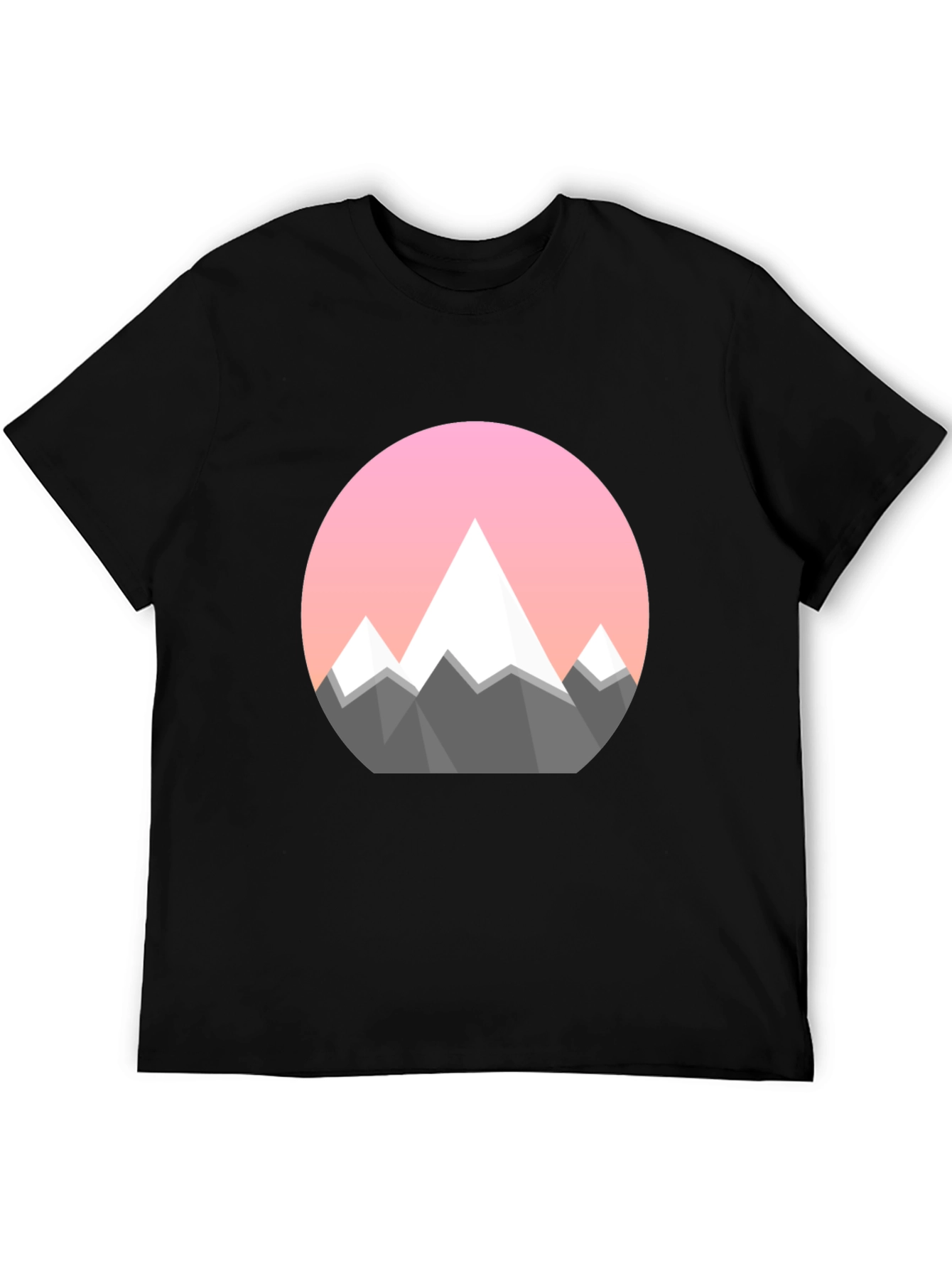 Geometric Mountain Graphic Tee - Black