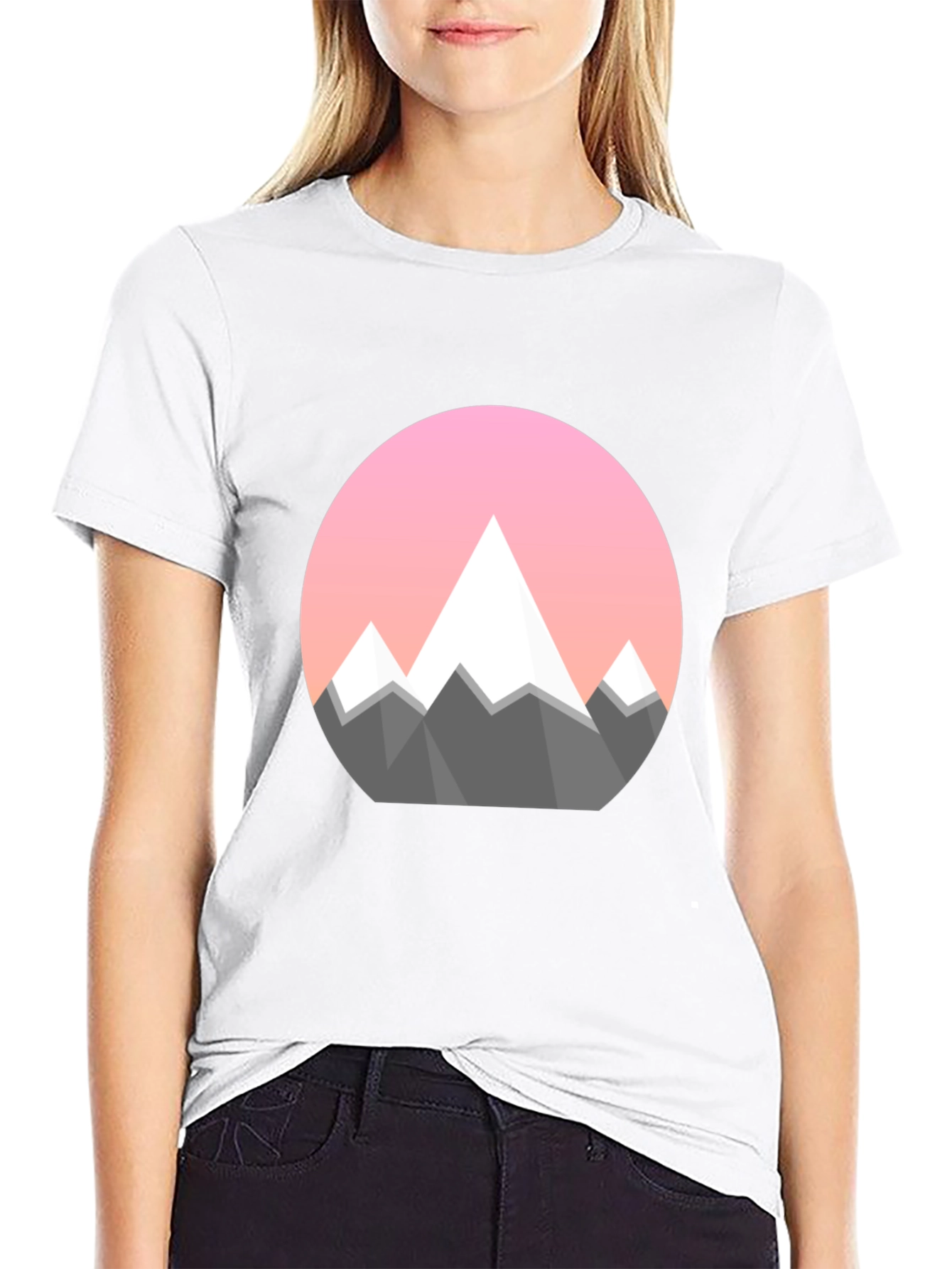 Geometric Mountain Graphic Tee - Black