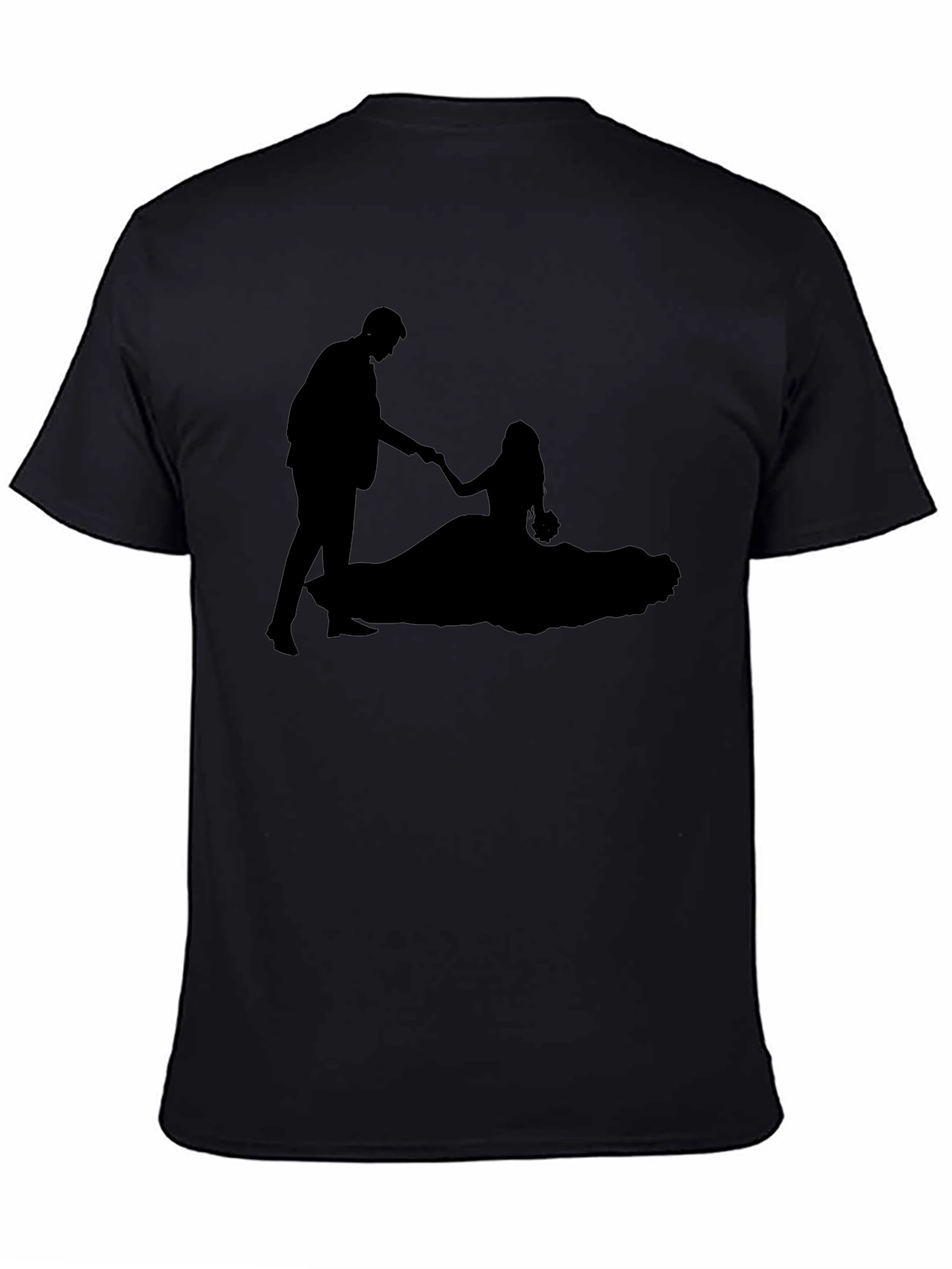 Romantic Silhouette Graphic Tee - Black Cotton Blend