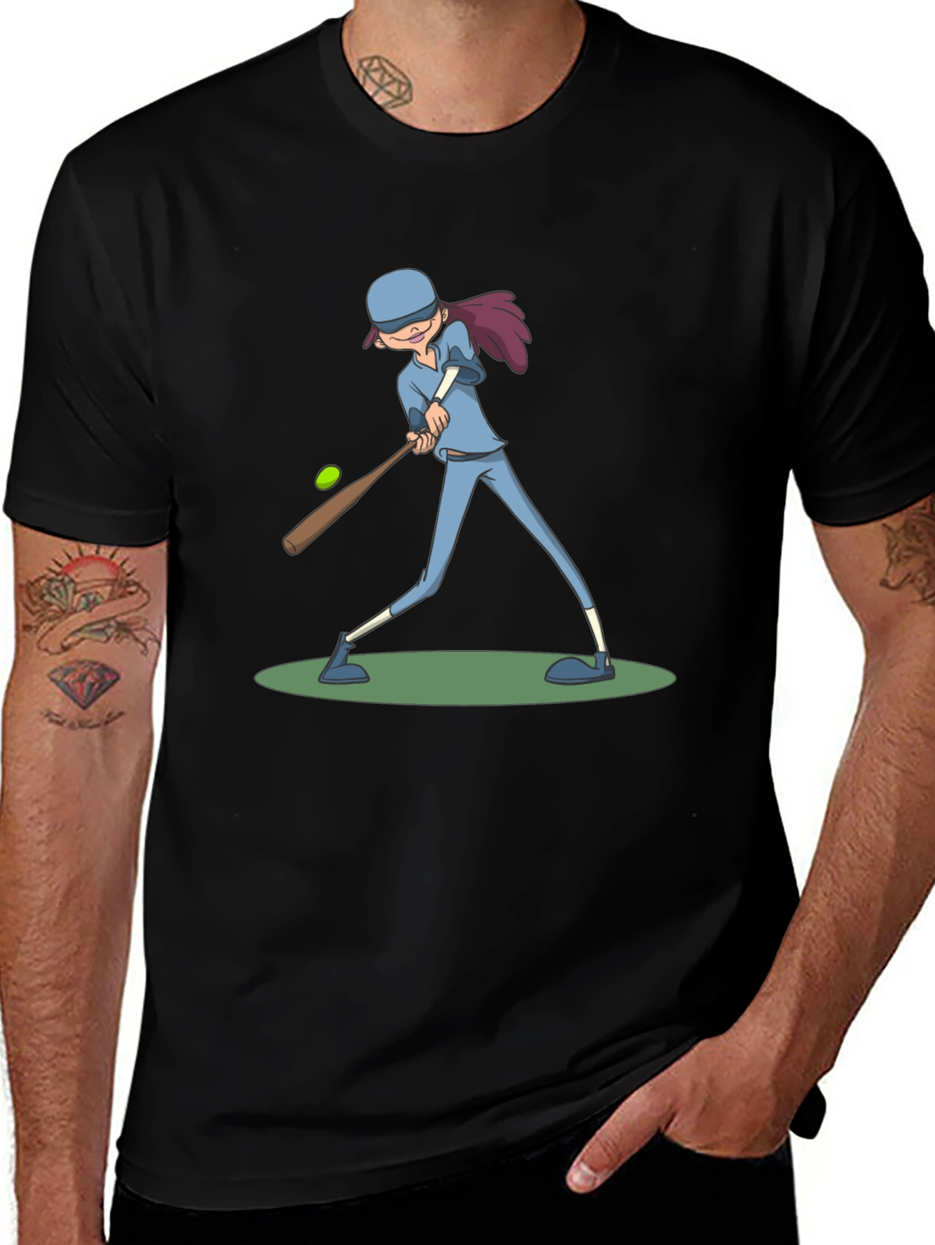 Baseball Girl T-Shirt - Black Cotton Tee