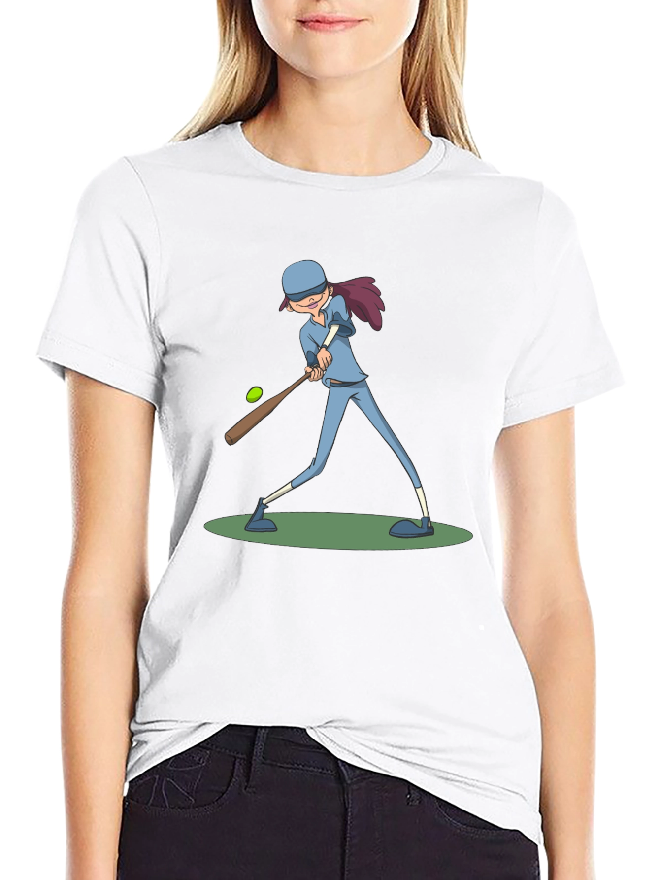 Baseball Girl T-Shirt - Black Cotton Tee