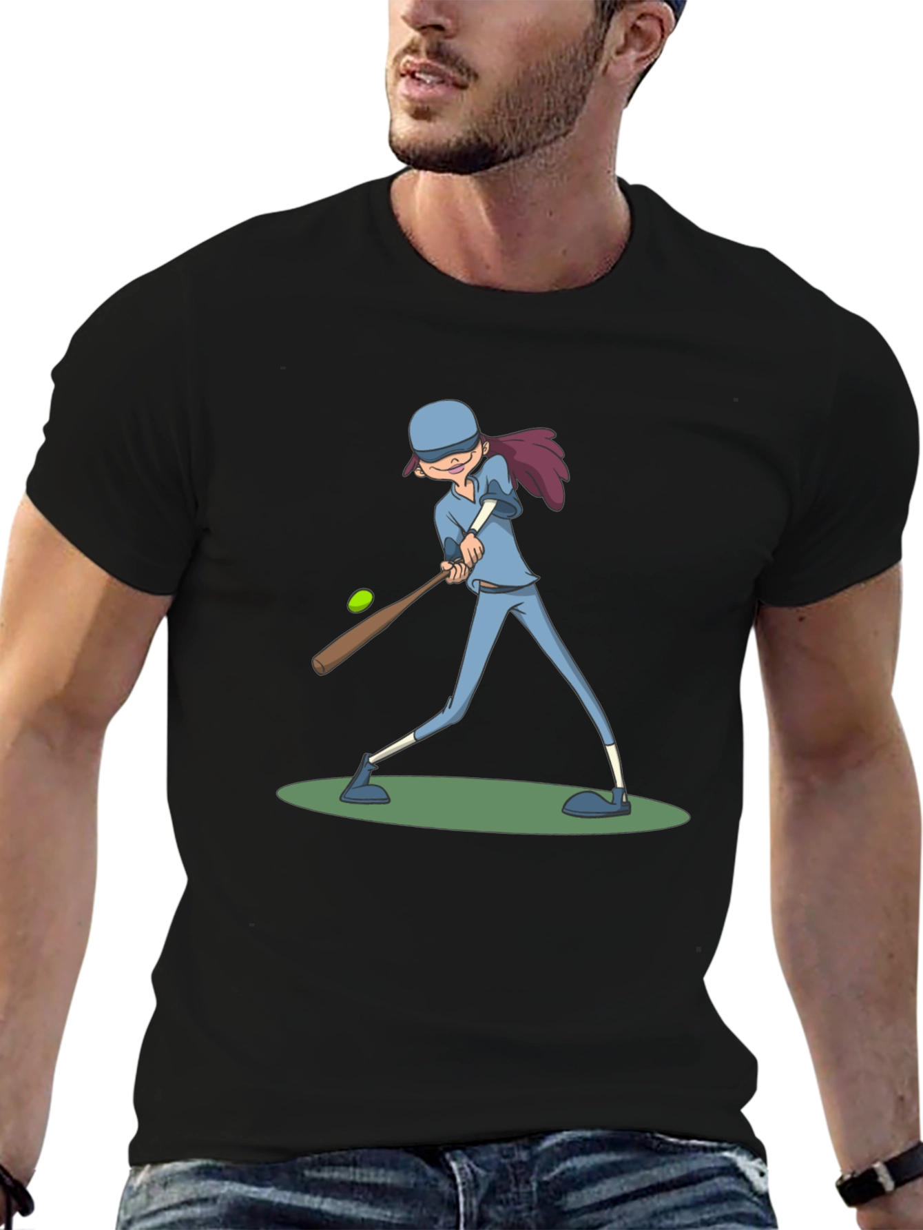 Baseball Girl T-Shirt - Black Cotton Tee