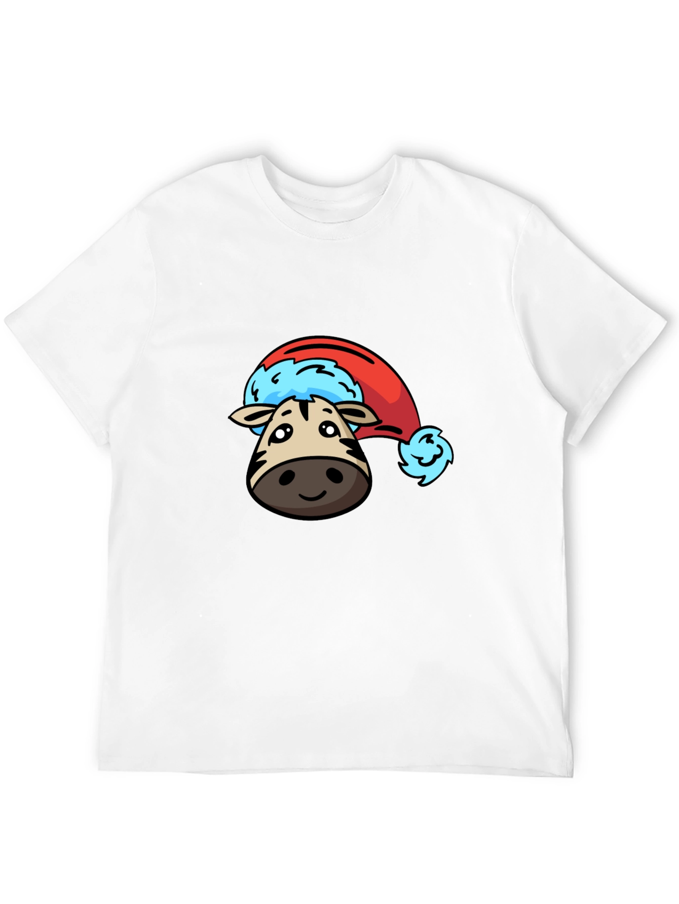 Cute Zebra Santa Hat Graphic T-Shirt