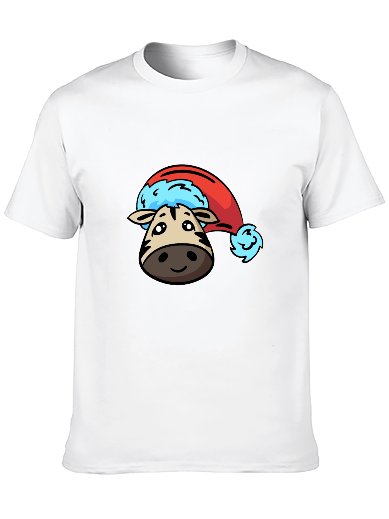 Cute Zebra Santa Hat Graphic T-Shirt