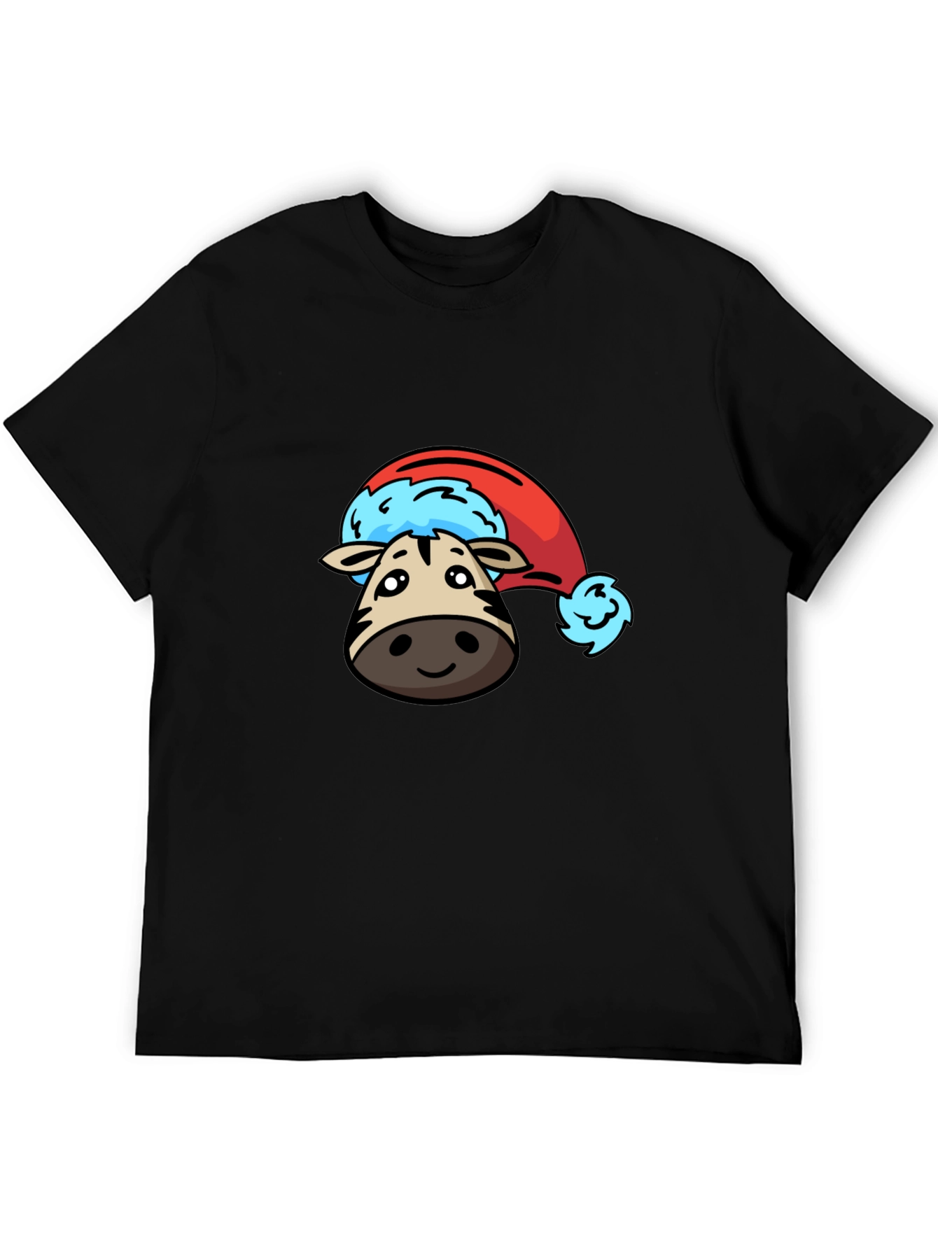 Cute Zebra Santa Hat Graphic T-Shirt