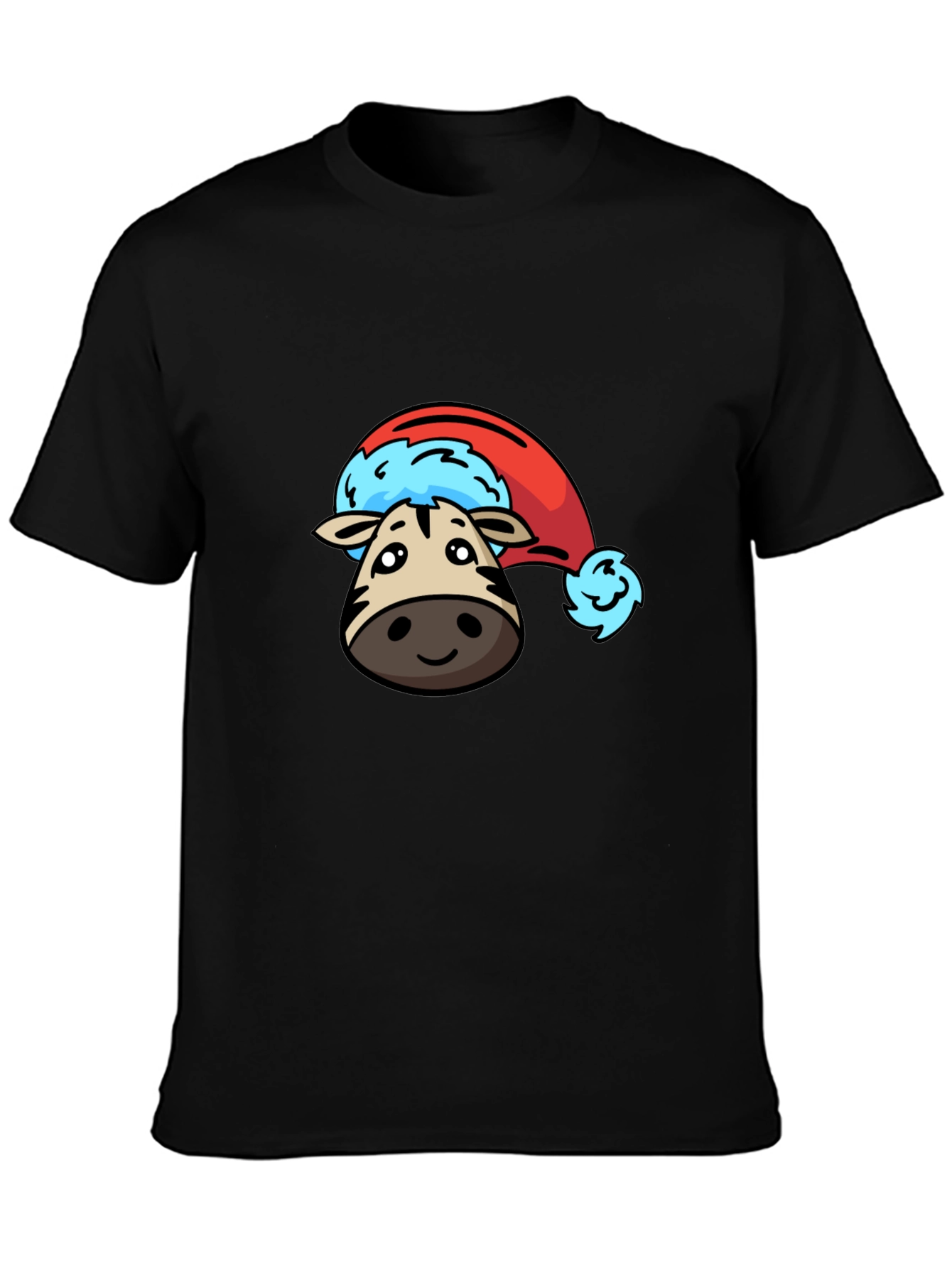 Cute Zebra Santa Hat Graphic T-Shirt