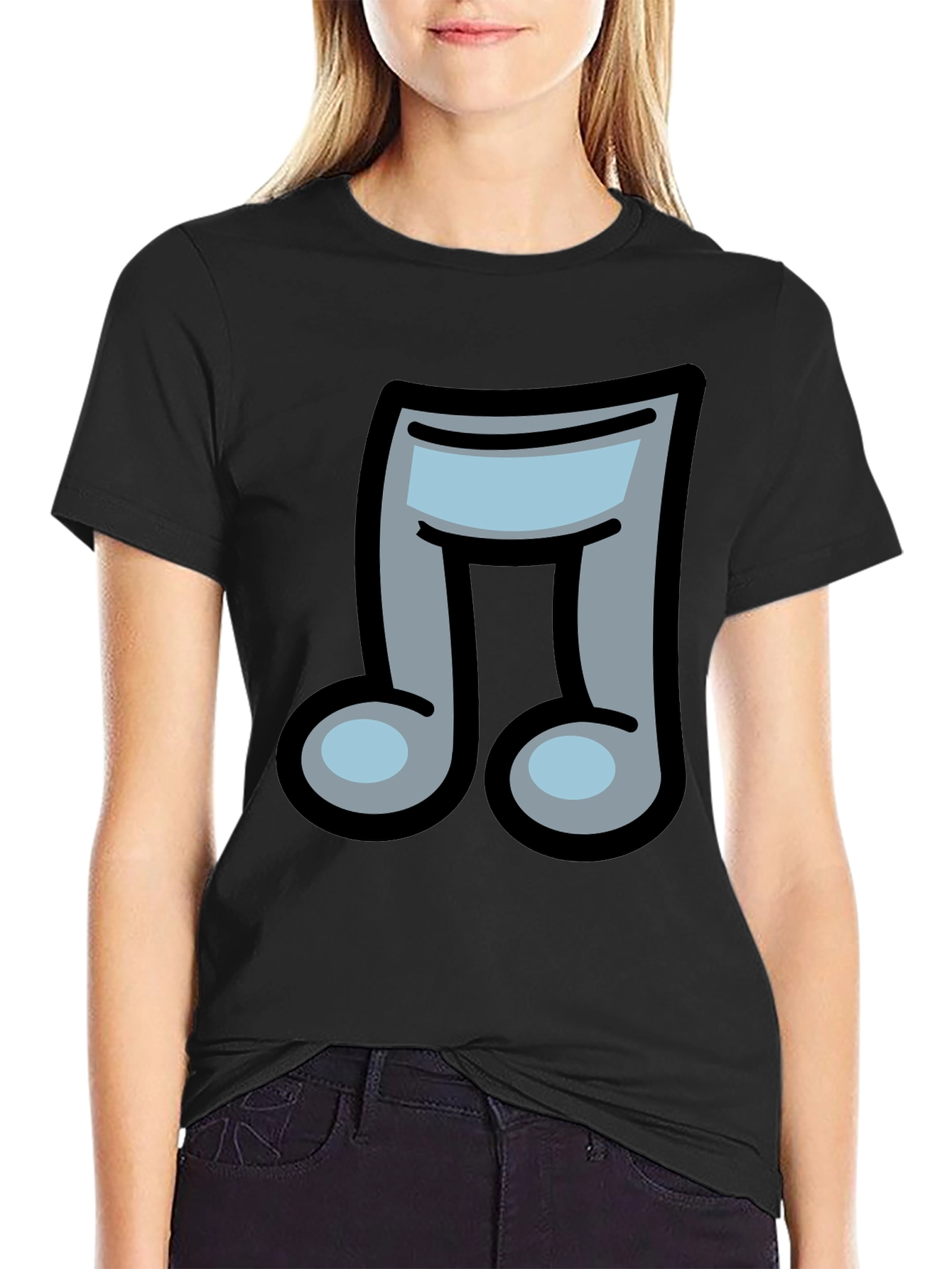 Musical Note Graphic Print Crew Neck T-Shirt