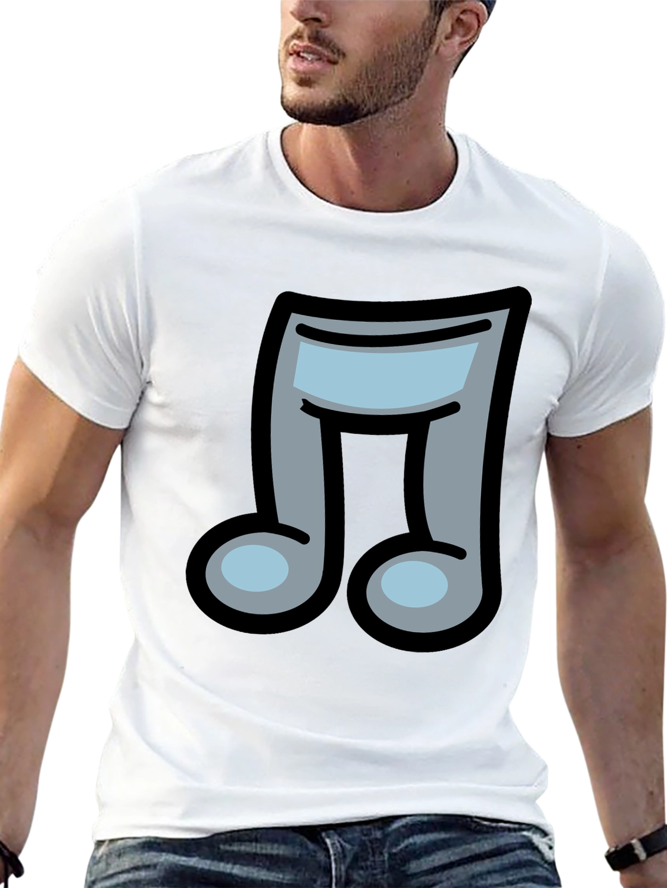 Musical Note Graphic Print Crew Neck T-Shirt