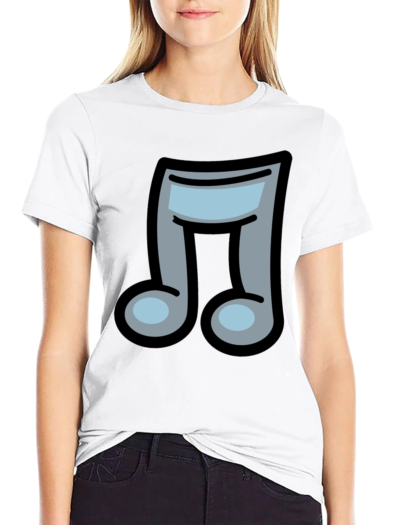 Musical Note Graphic Print Crew Neck T-Shirt