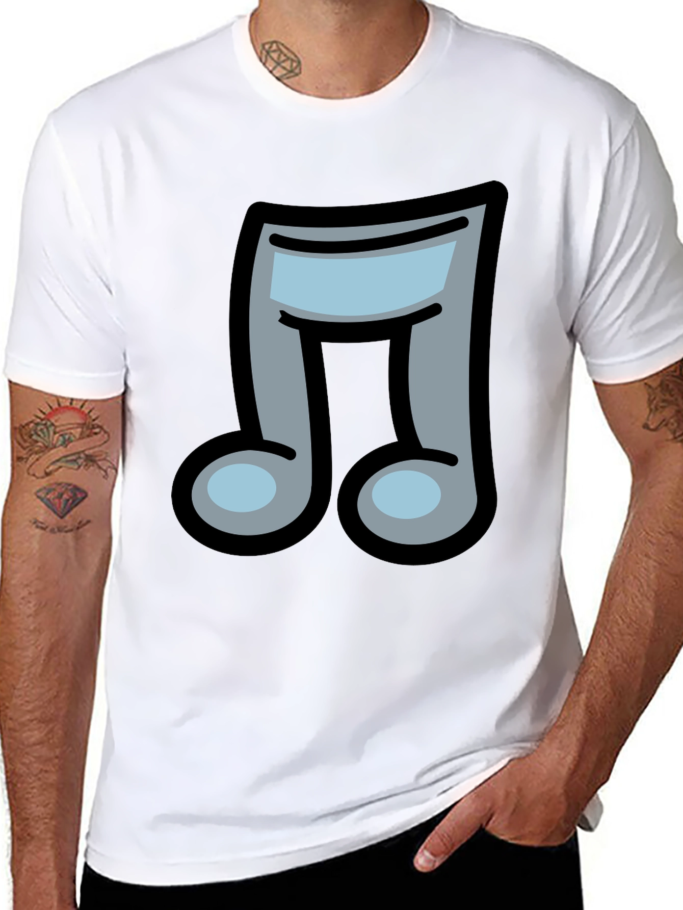 Musical Note Graphic Print Crew Neck T-Shirt