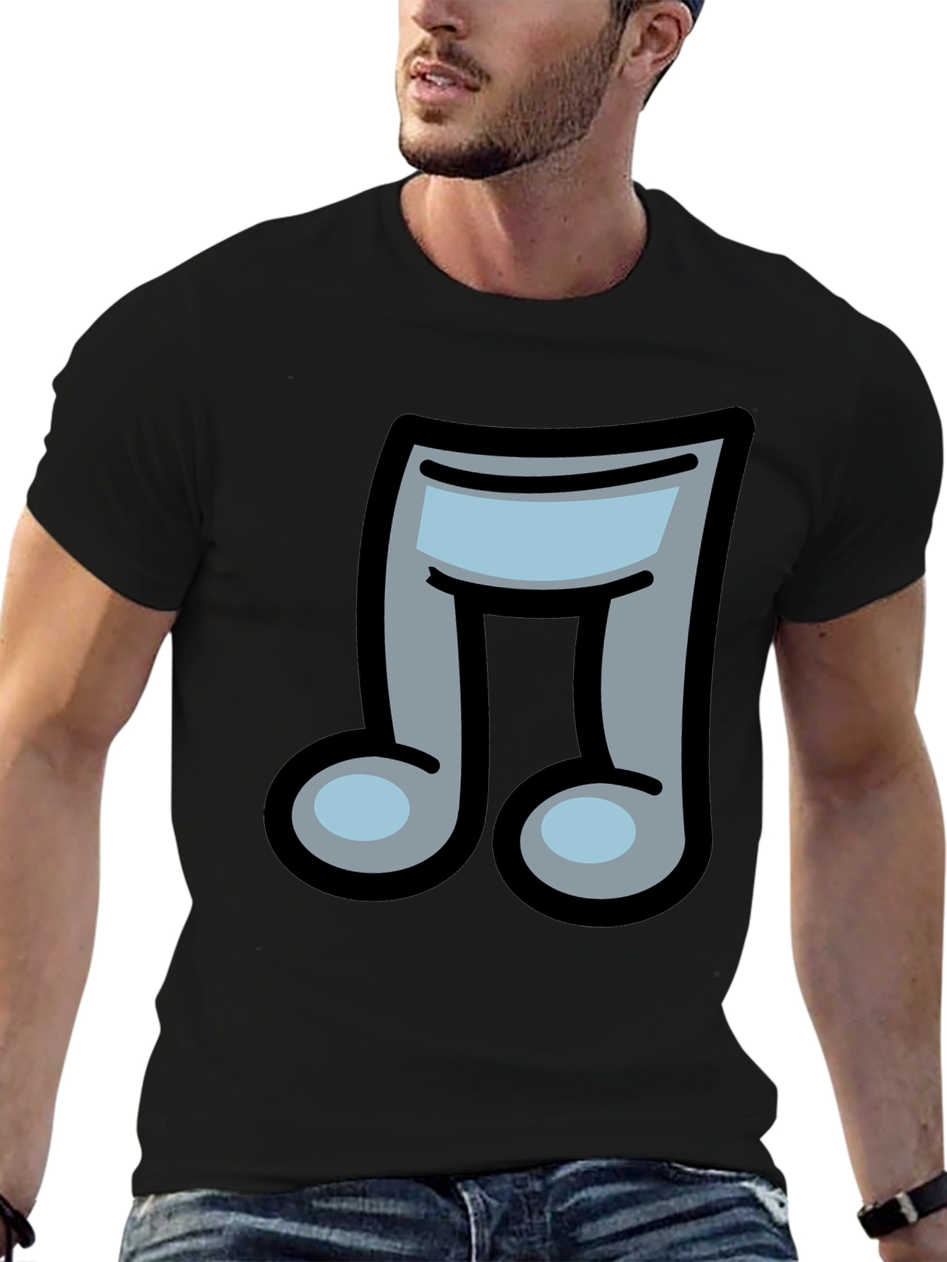 Musical Note Graphic Print Crew Neck T-Shirt