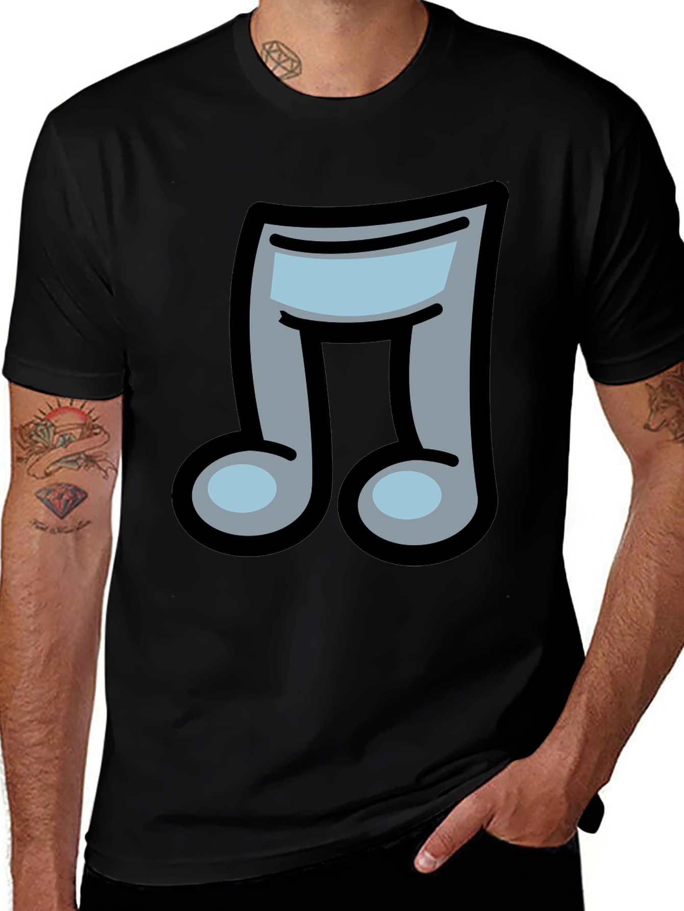 Musical Note Graphic Print Crew Neck T-Shirt