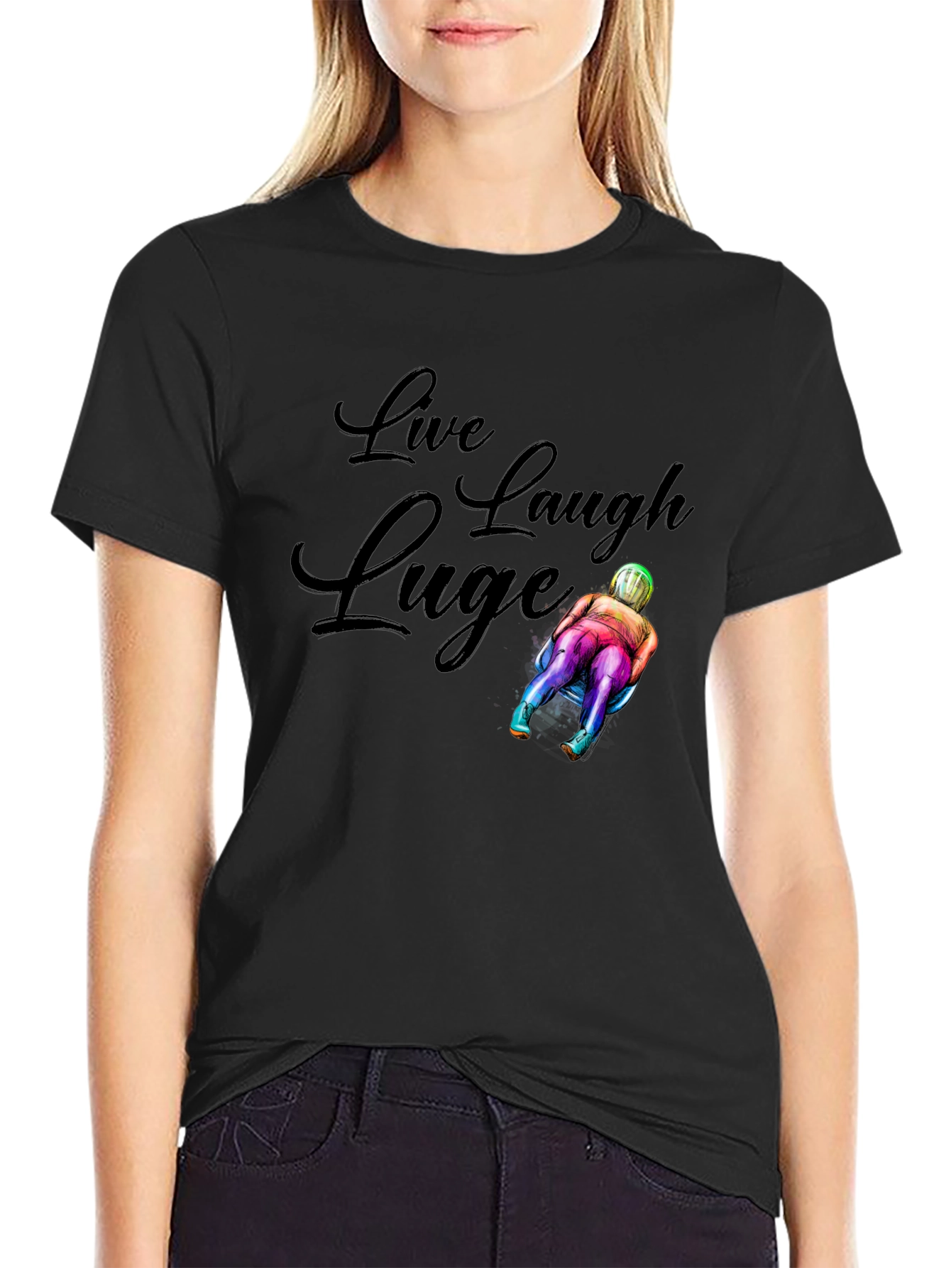 Live Laugh Luge T-Shirt - Black Graphic Tee
