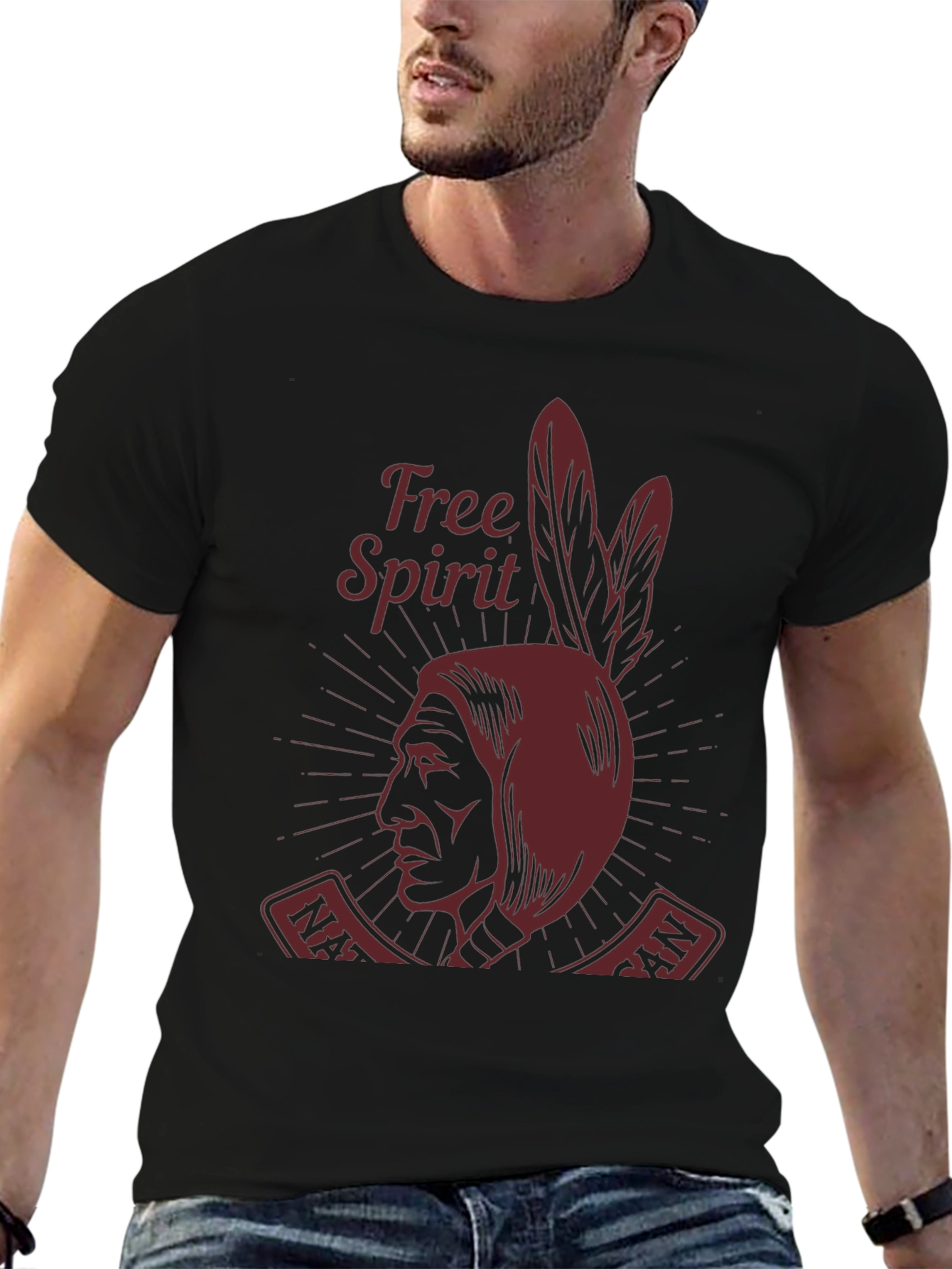 Native American Free Spirit Graphic Tee - Black