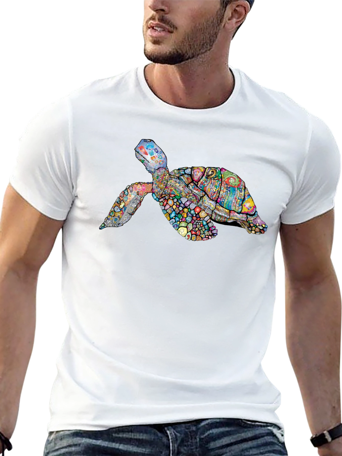 Turtle Graphic Print Mens Tee - Black