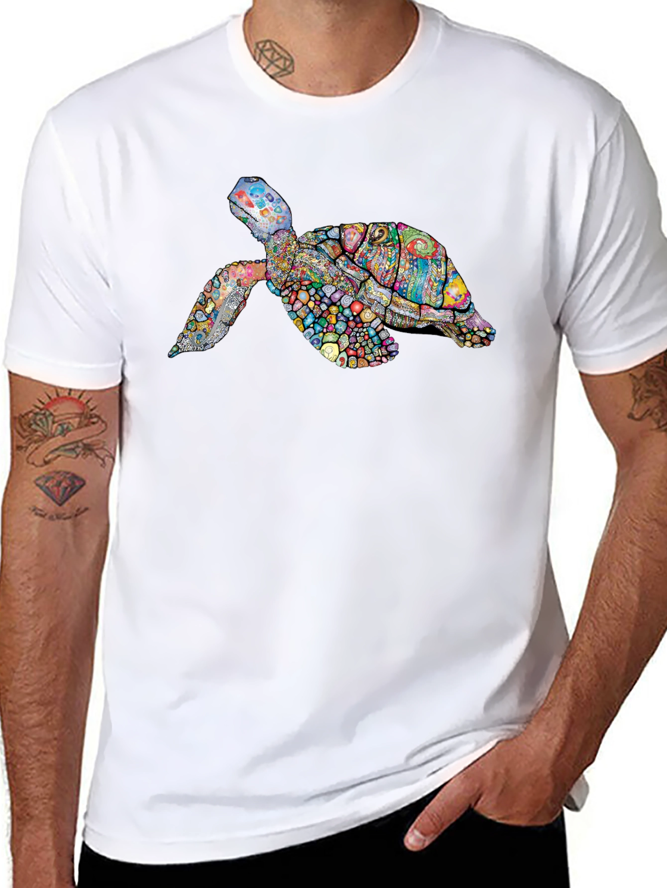 Turtle Graphic Print Mens Tee - Black