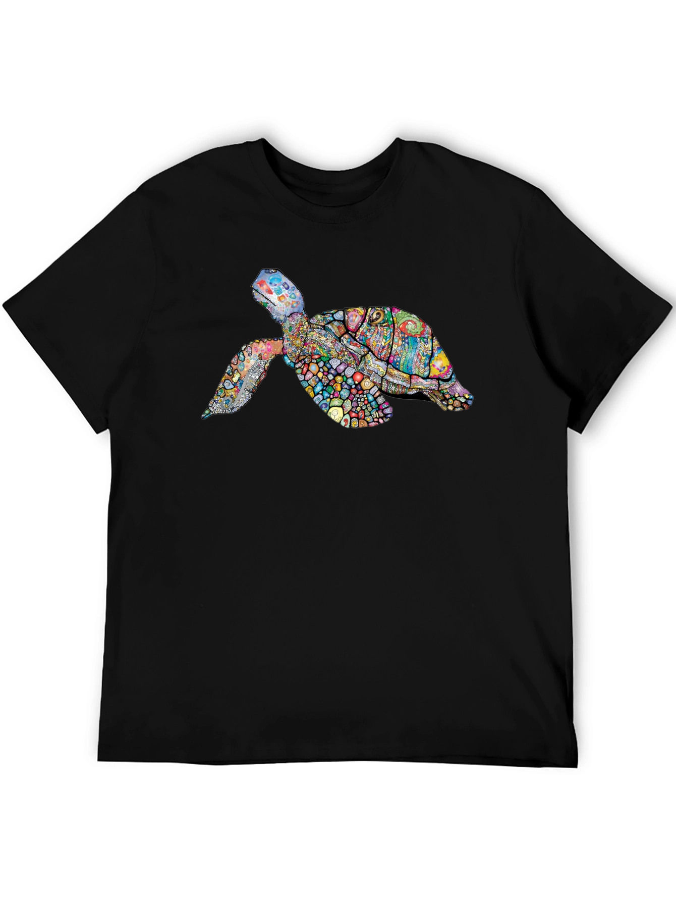 Turtle Graphic Print Mens Tee - Black