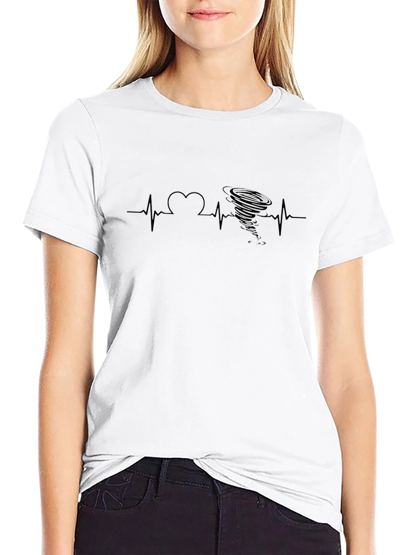Tornado Heartbeat Graphic Tee - Black Cotton T-Shirt