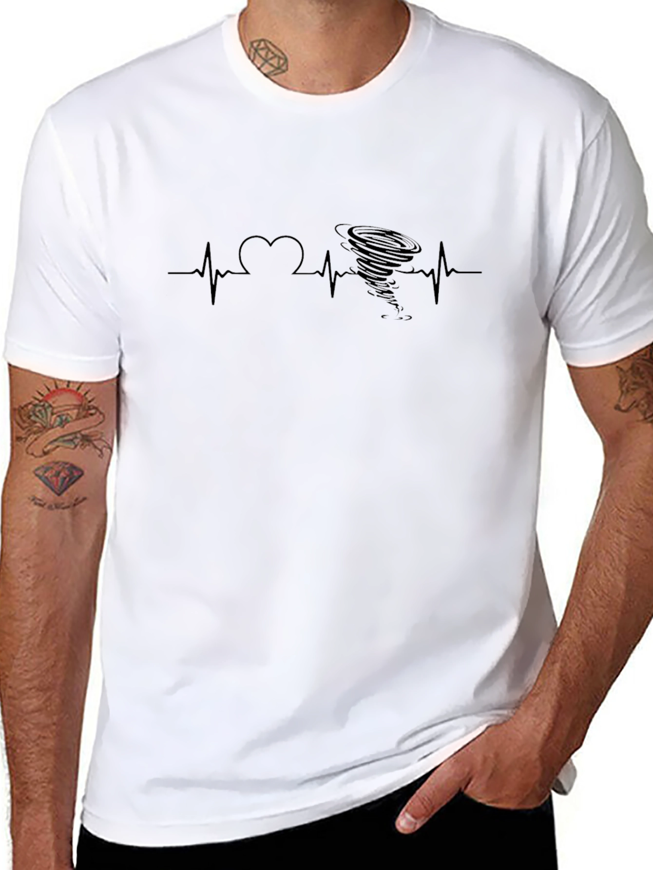 Tornado Heartbeat Graphic Tee - Black Cotton T-Shirt
