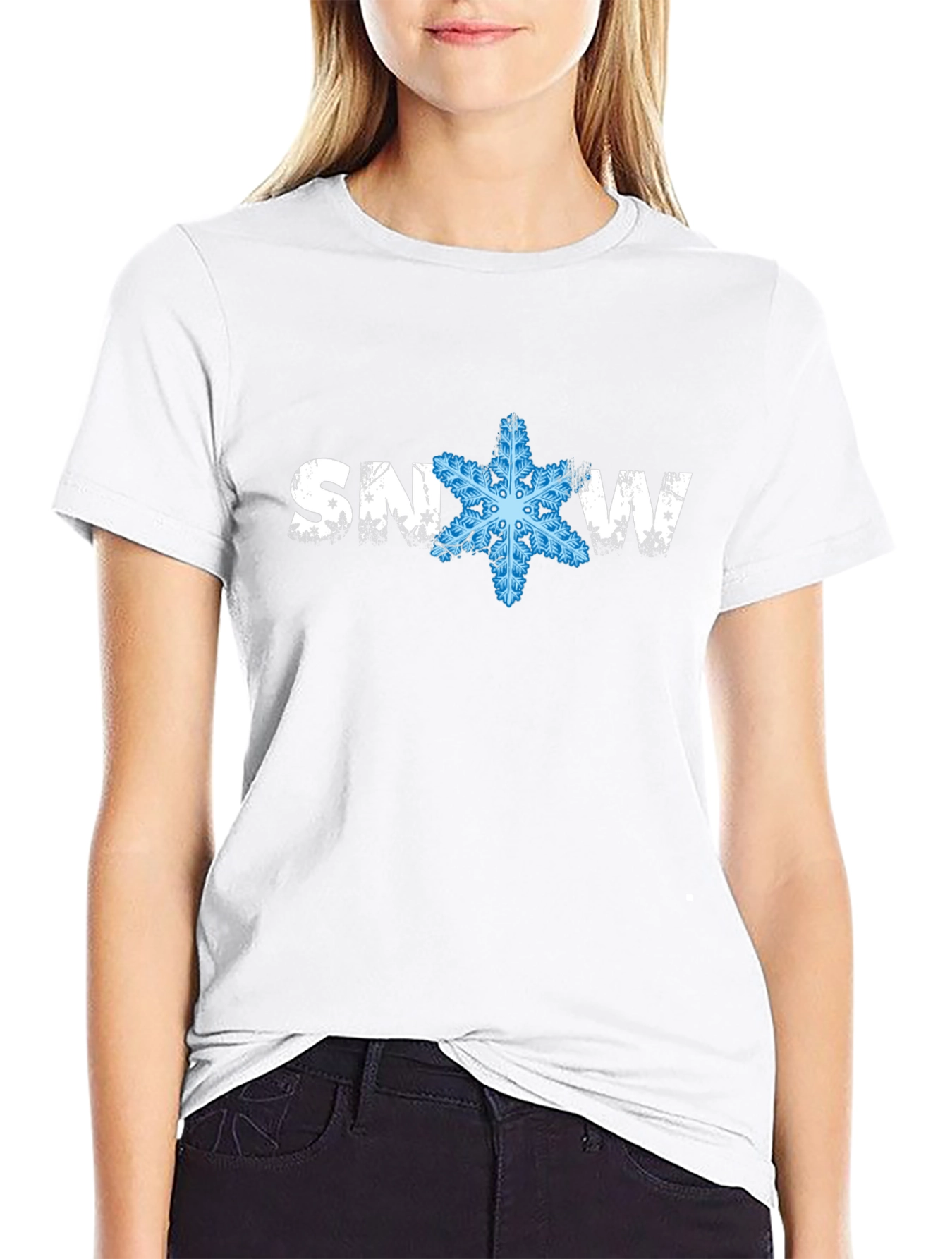 Snowflake Graphic Black T-Shirt Winter Holiday Tee
