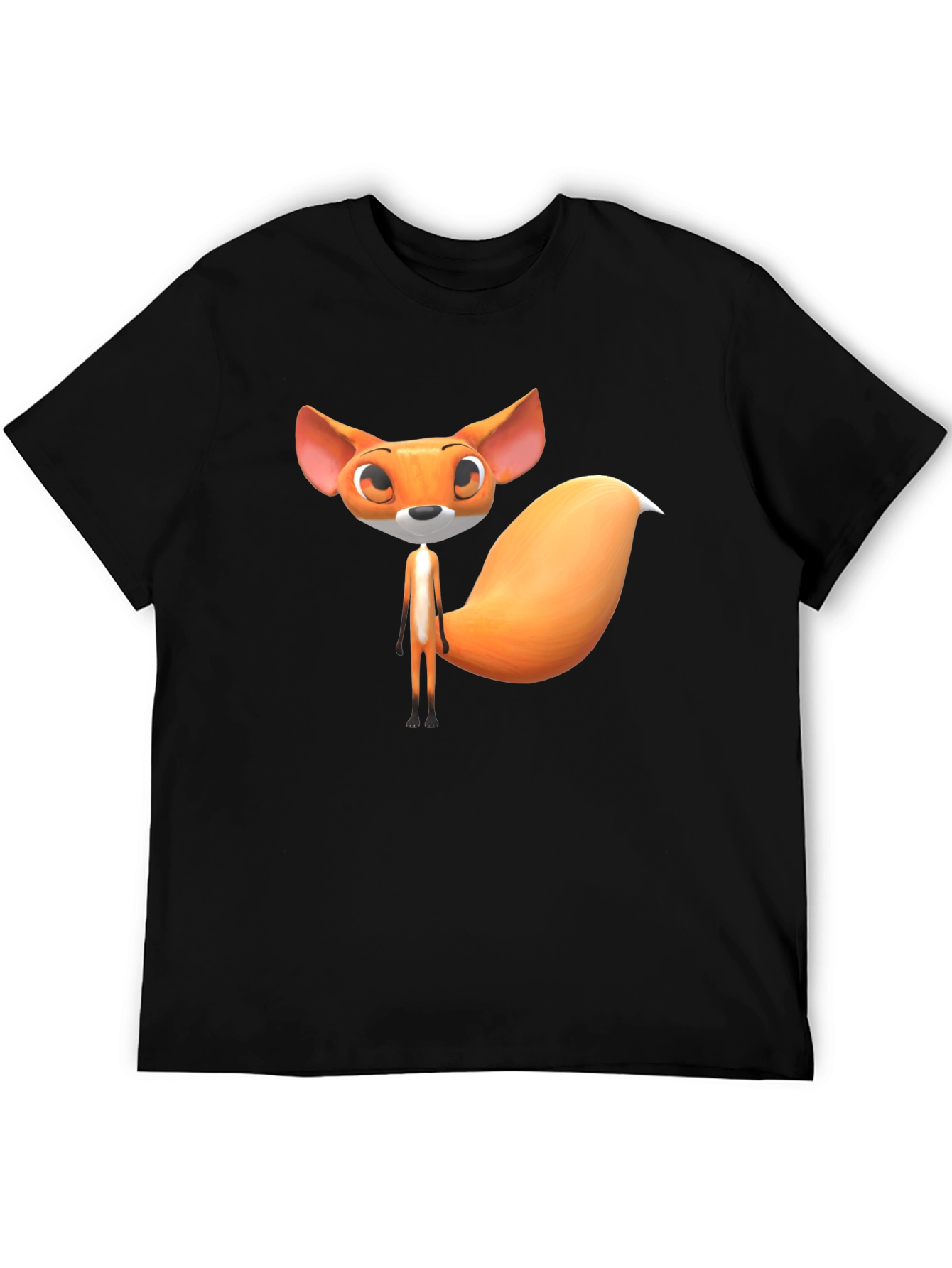 Cute Cartoon Fox Graphic T-Shirt - Black