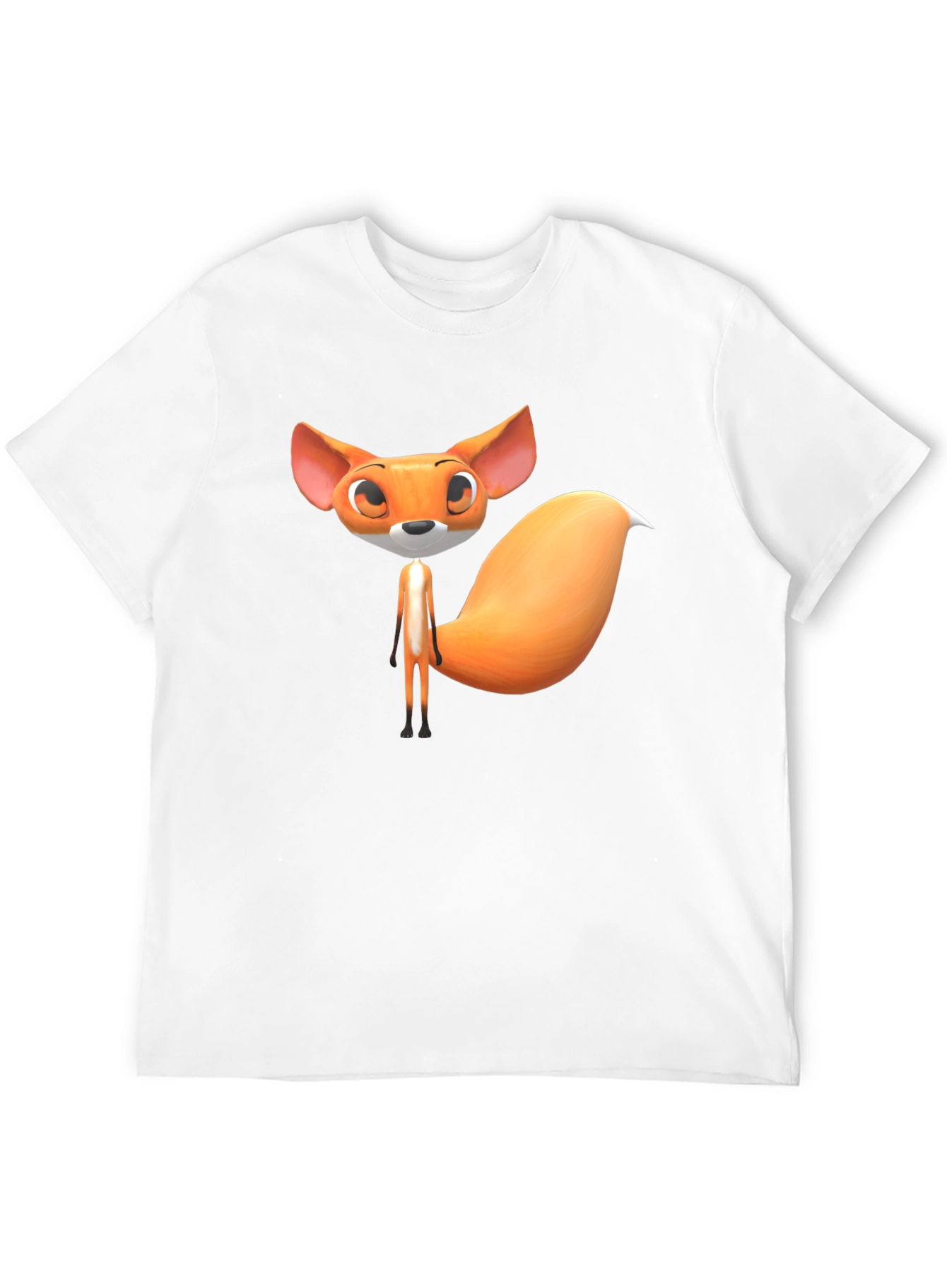 Cute Cartoon Fox Graphic T-Shirt - Black