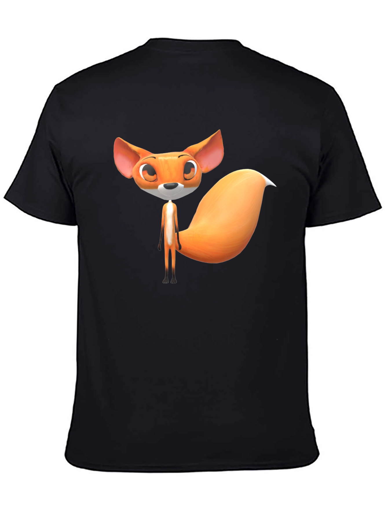 Cute Cartoon Fox Graphic T-Shirt - Black