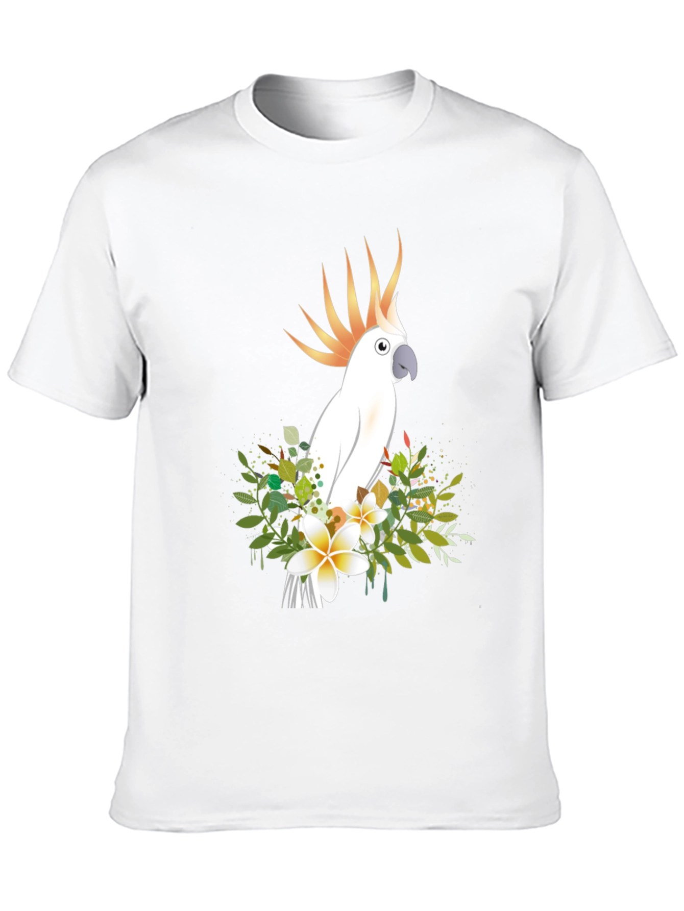 Cockatoo Floral Graphic Tee - Tropical Bird Shirt