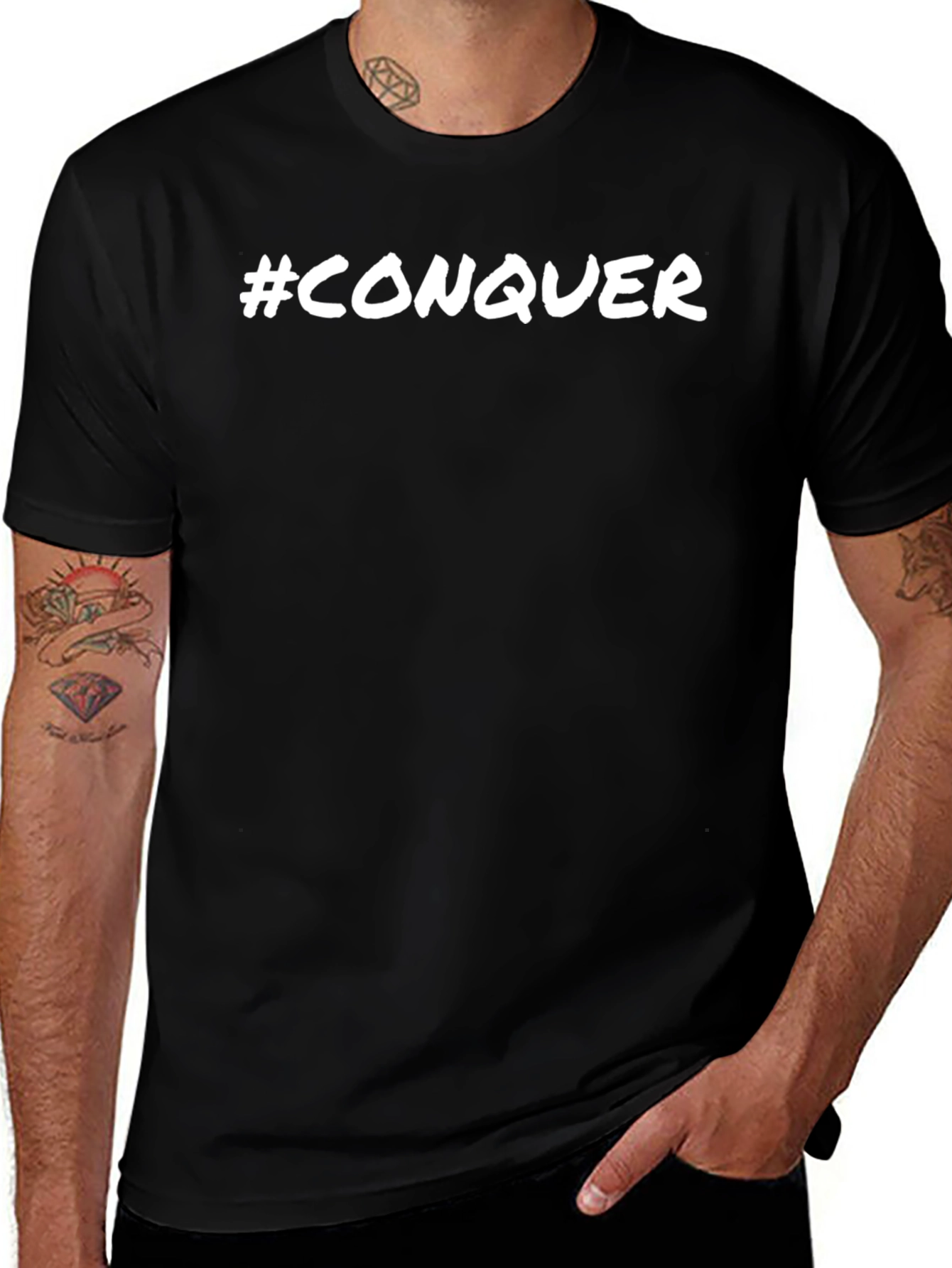 Conquer Graphic T-Shirt - Solid Black